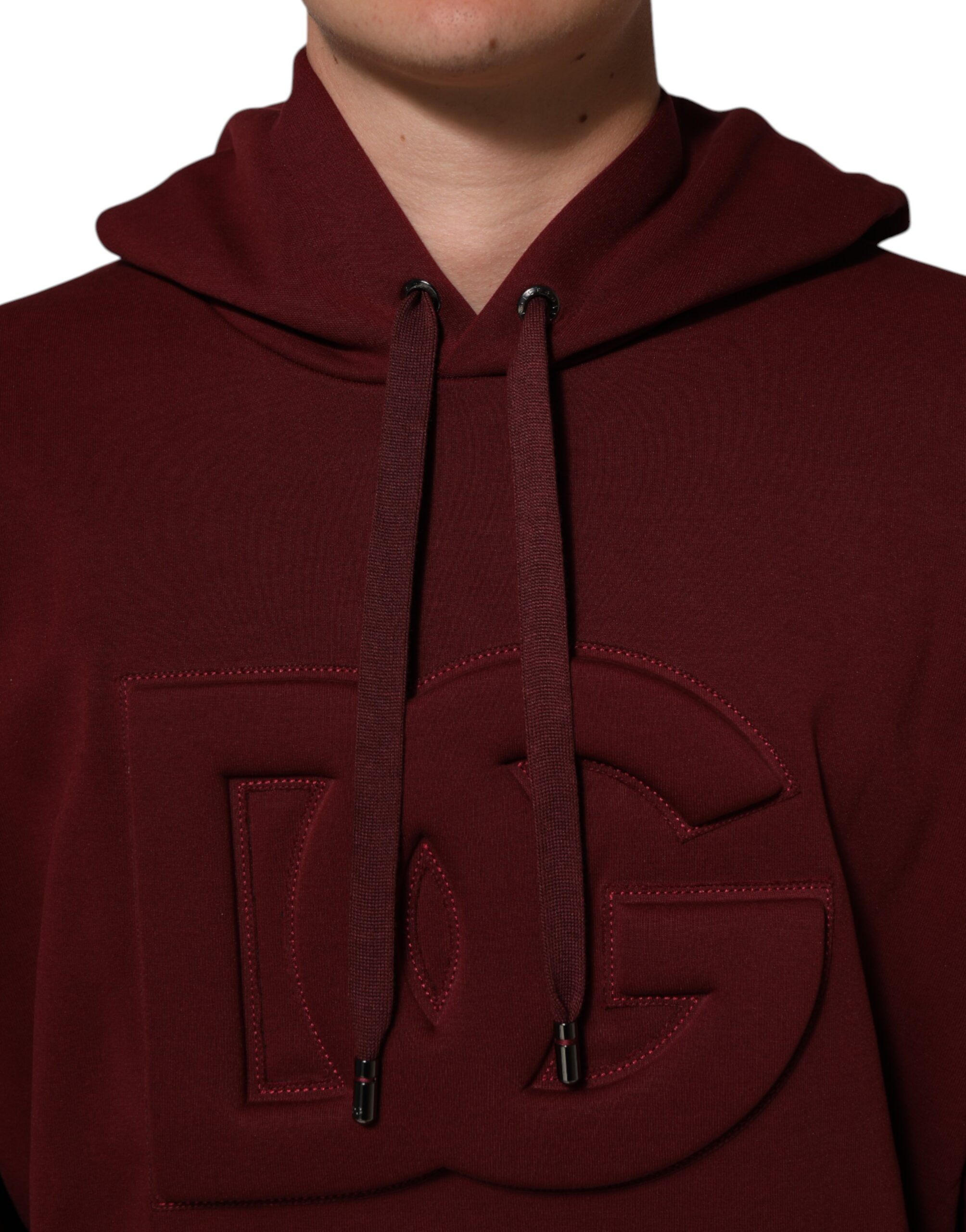 Dolce & Gabbana Maroon Embossed Logo Hooded Sweatshirt Sweater - Image 5