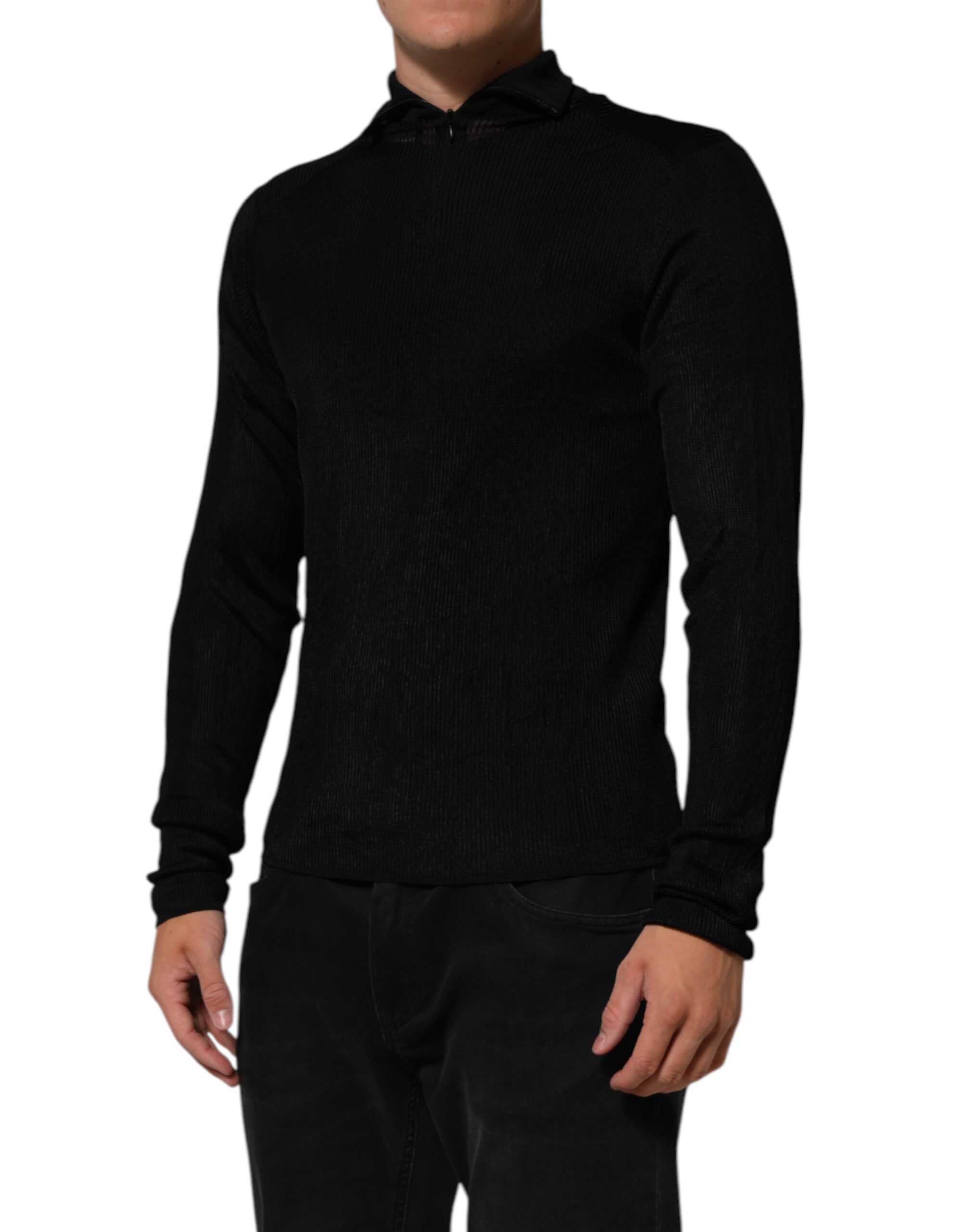 Dolce & Gabbana Black Viscose Turtle Neck Pullover Sweater - Image 3