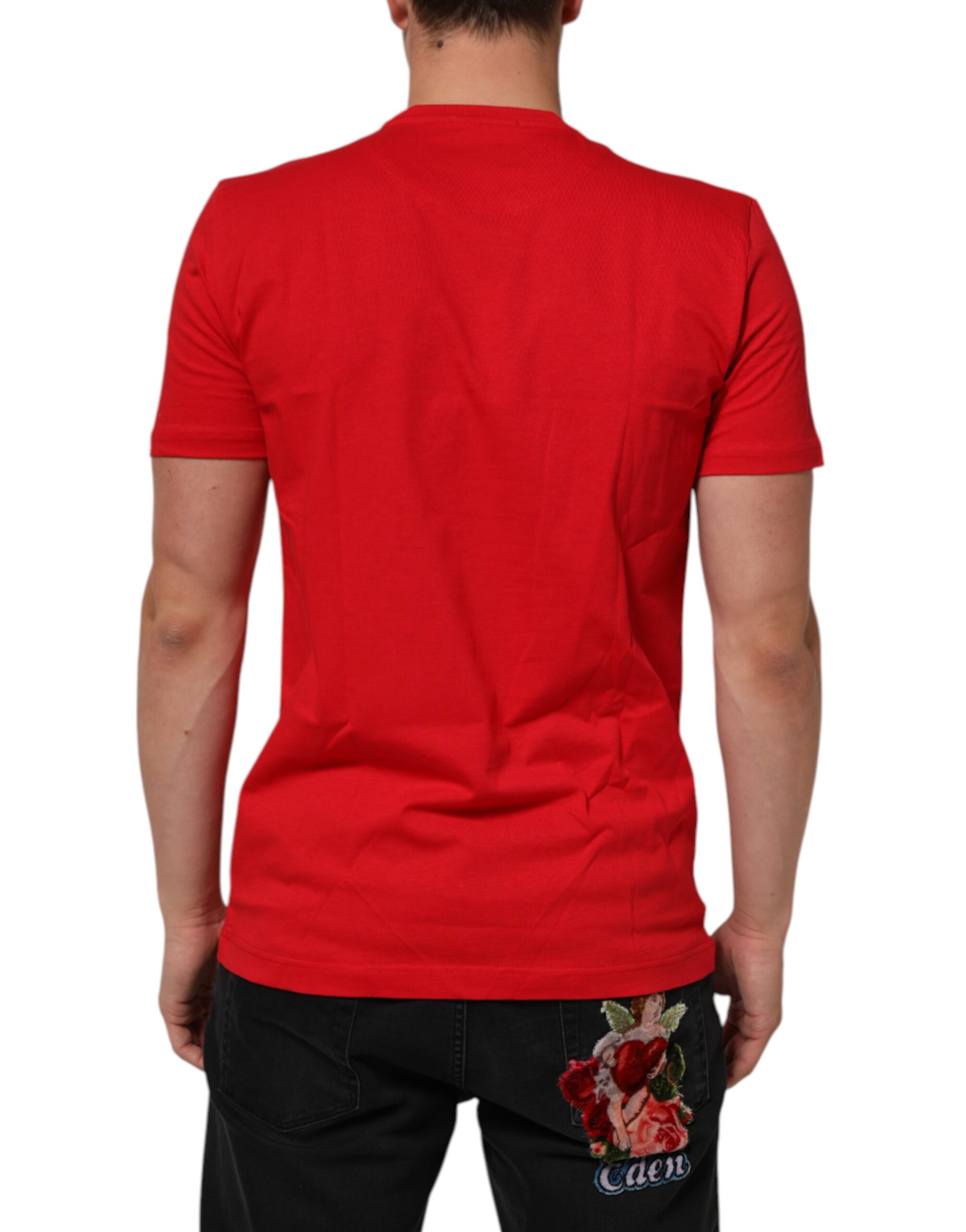 Dolce & Gabbana Red Goodluck 2023 Cotton Crew Neck T-shirt - Image 4