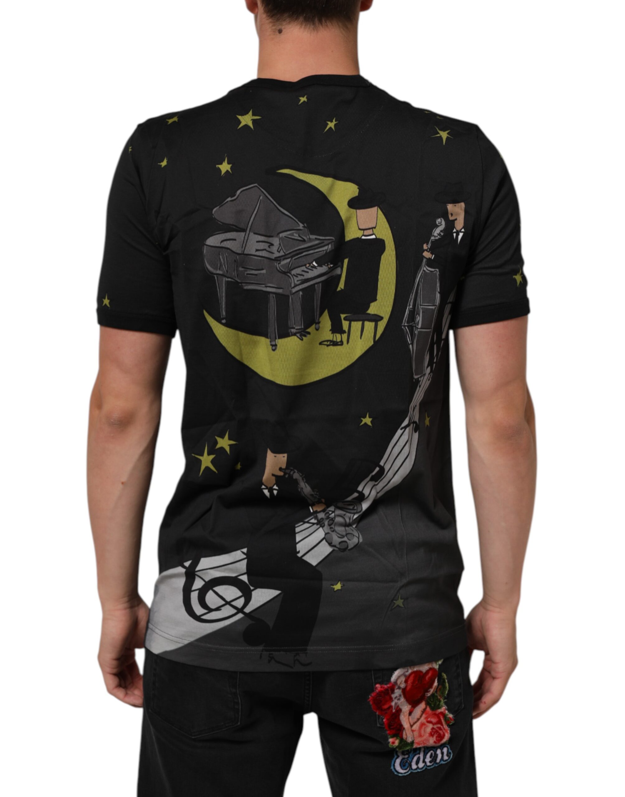 Dolce & Gabbana Black Musical Print Cotton Crew Neck T-shirt - Image 4