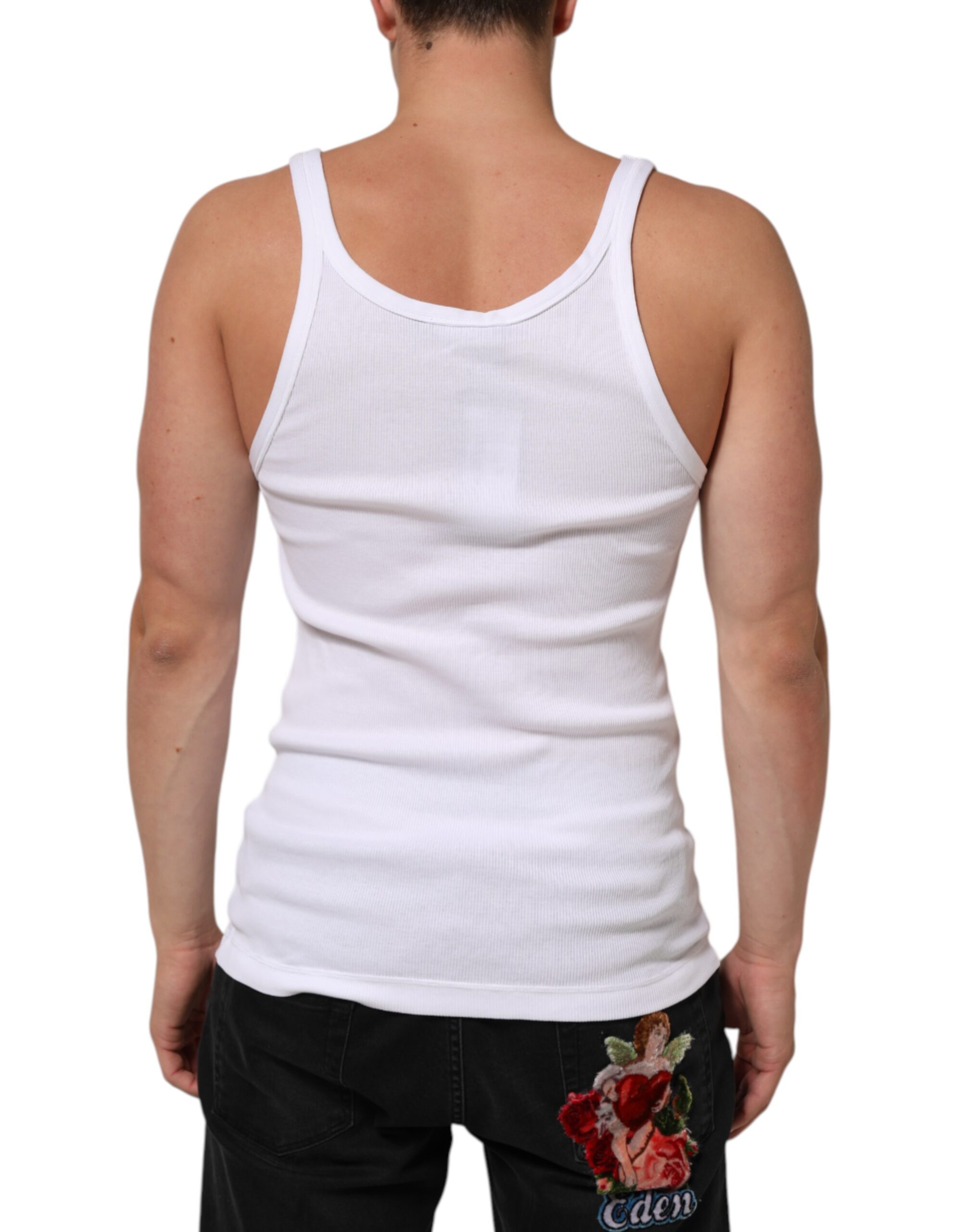 Dolce & Gabbana White Sleeveless Round Neck Tank Top T-shirt - Image 4