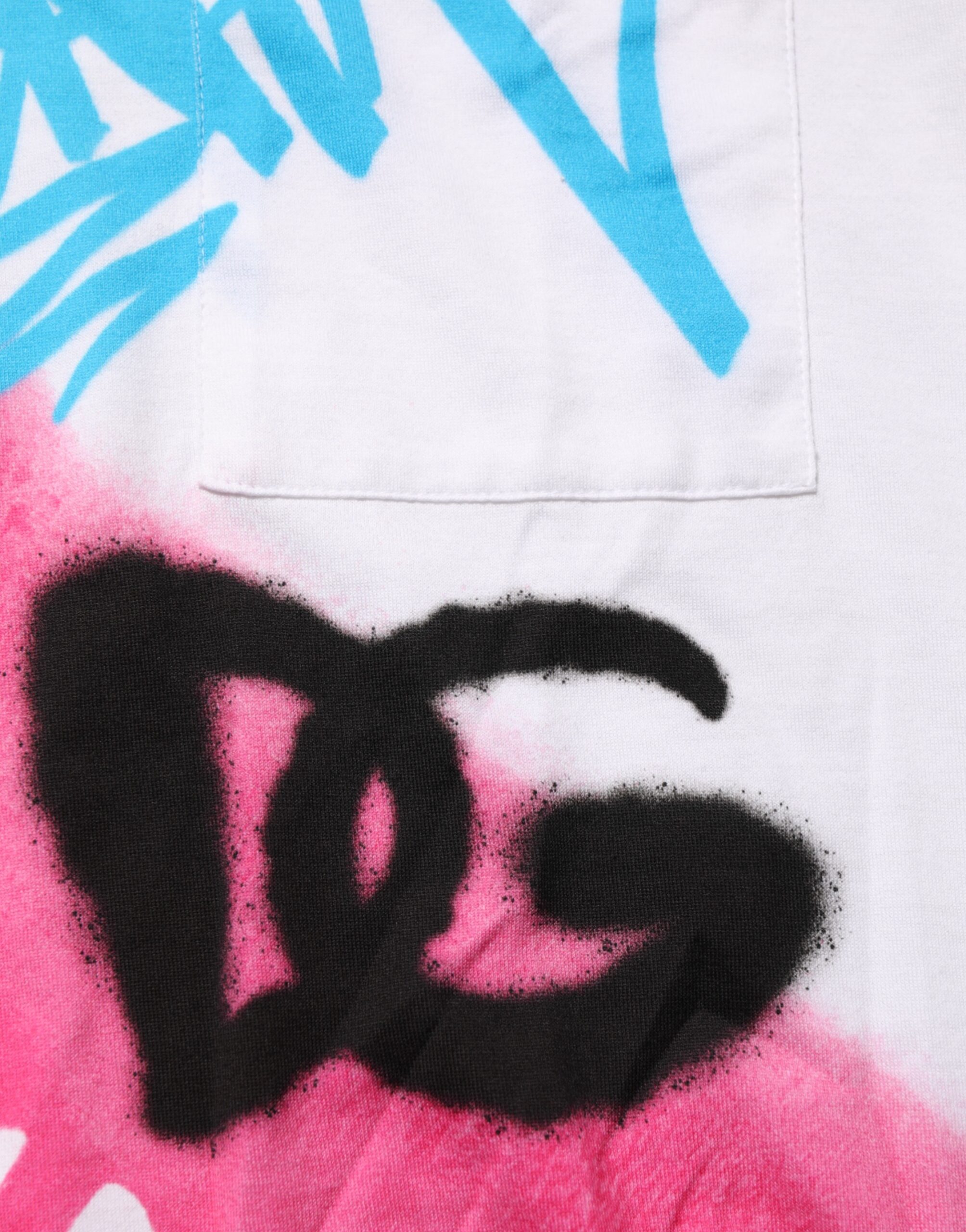 Dolce & Gabbana White Graphic Print Cotton Crew Neck T-shirt - Image 8