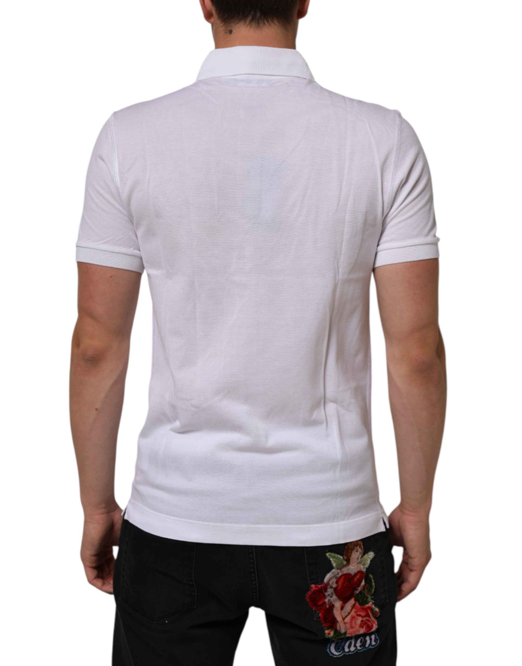 Dolce & Gabbana White Collared Short Sleeves Polo Men T-shirt - Image 4