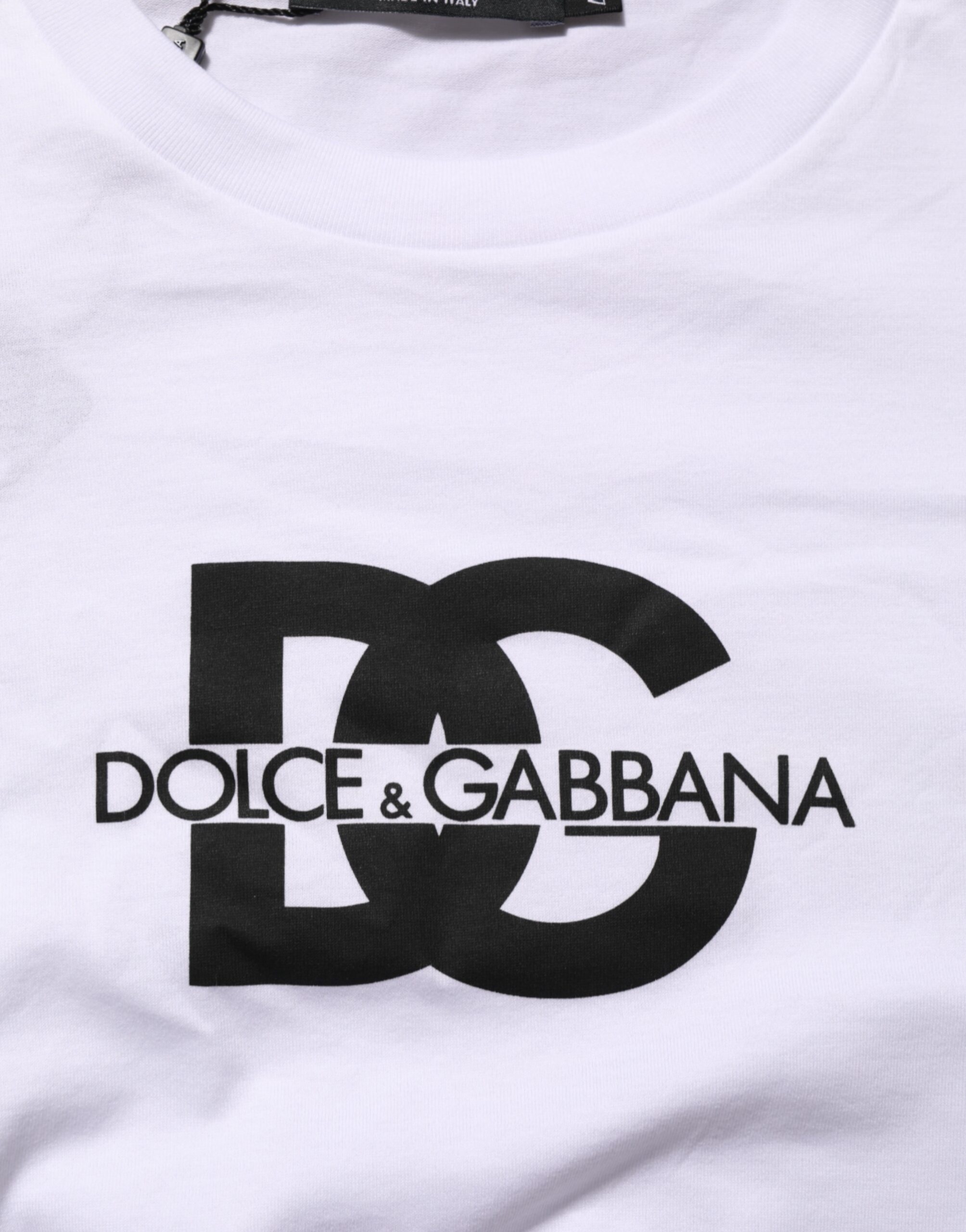Dolce & Gabbana White Logo Print Cotton Crew Neck Men T-shirt - Image 8