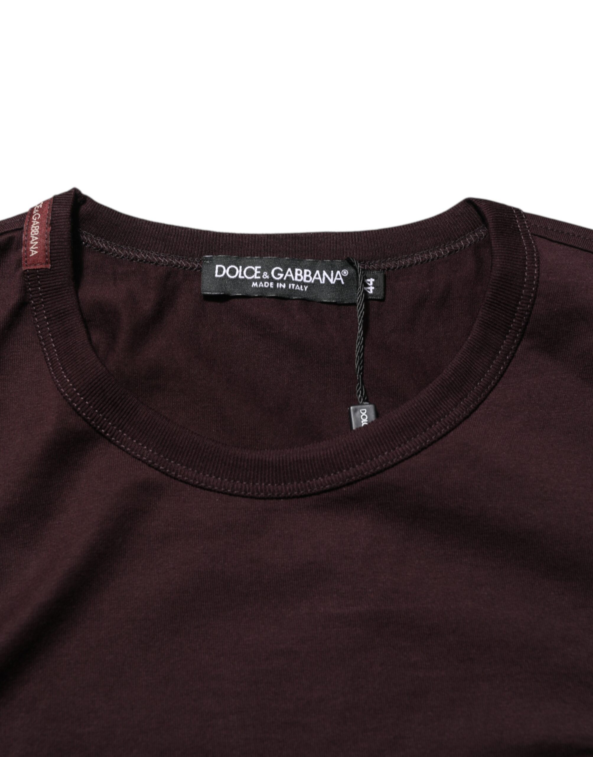 Dolce & Gabbana Brown Logo Plaque Cotton Crew Neck T-shirt - Image 7