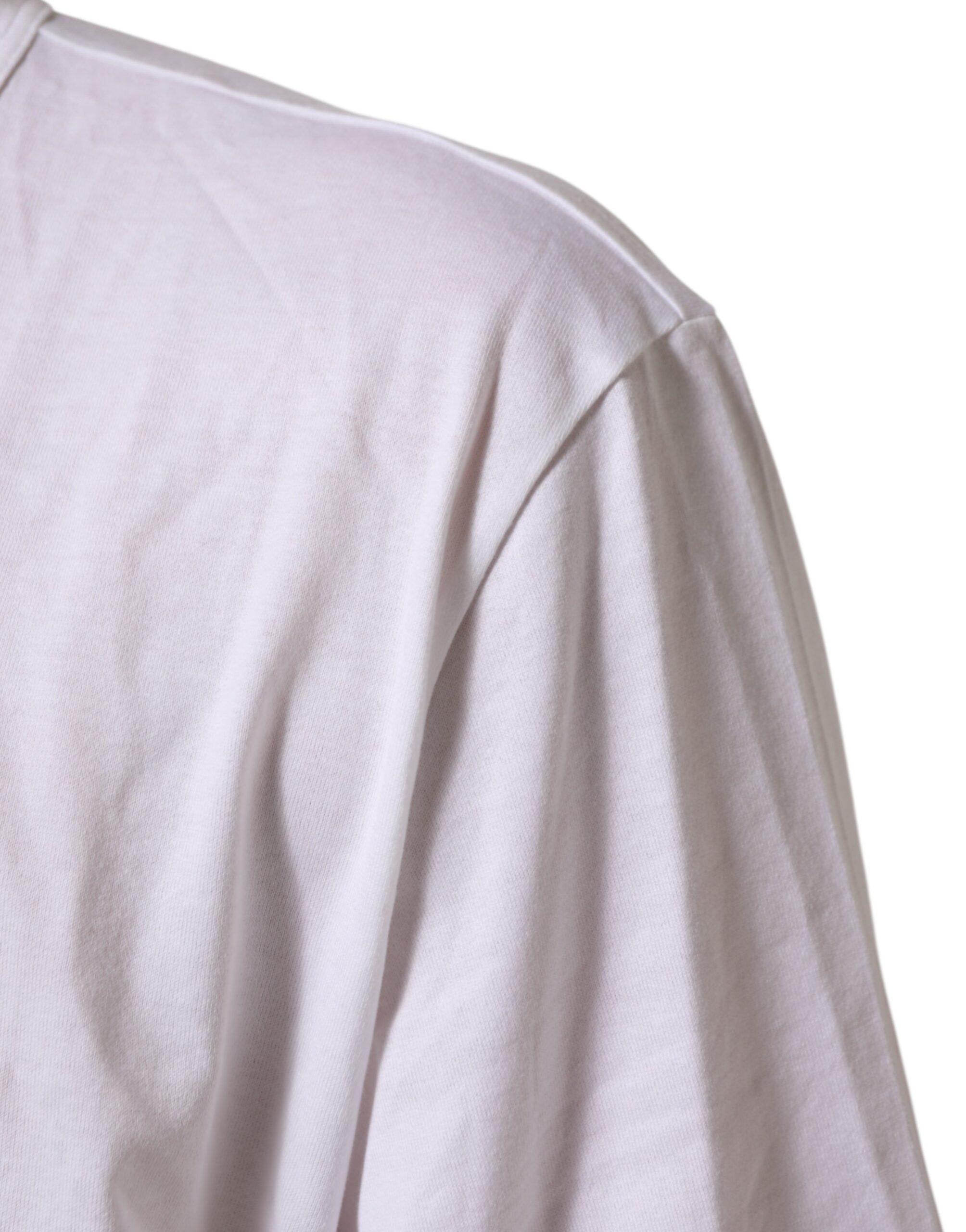 Dolce & Gabbana White Cotton V-Neck Short Sleeves T-shirt - Image 6
