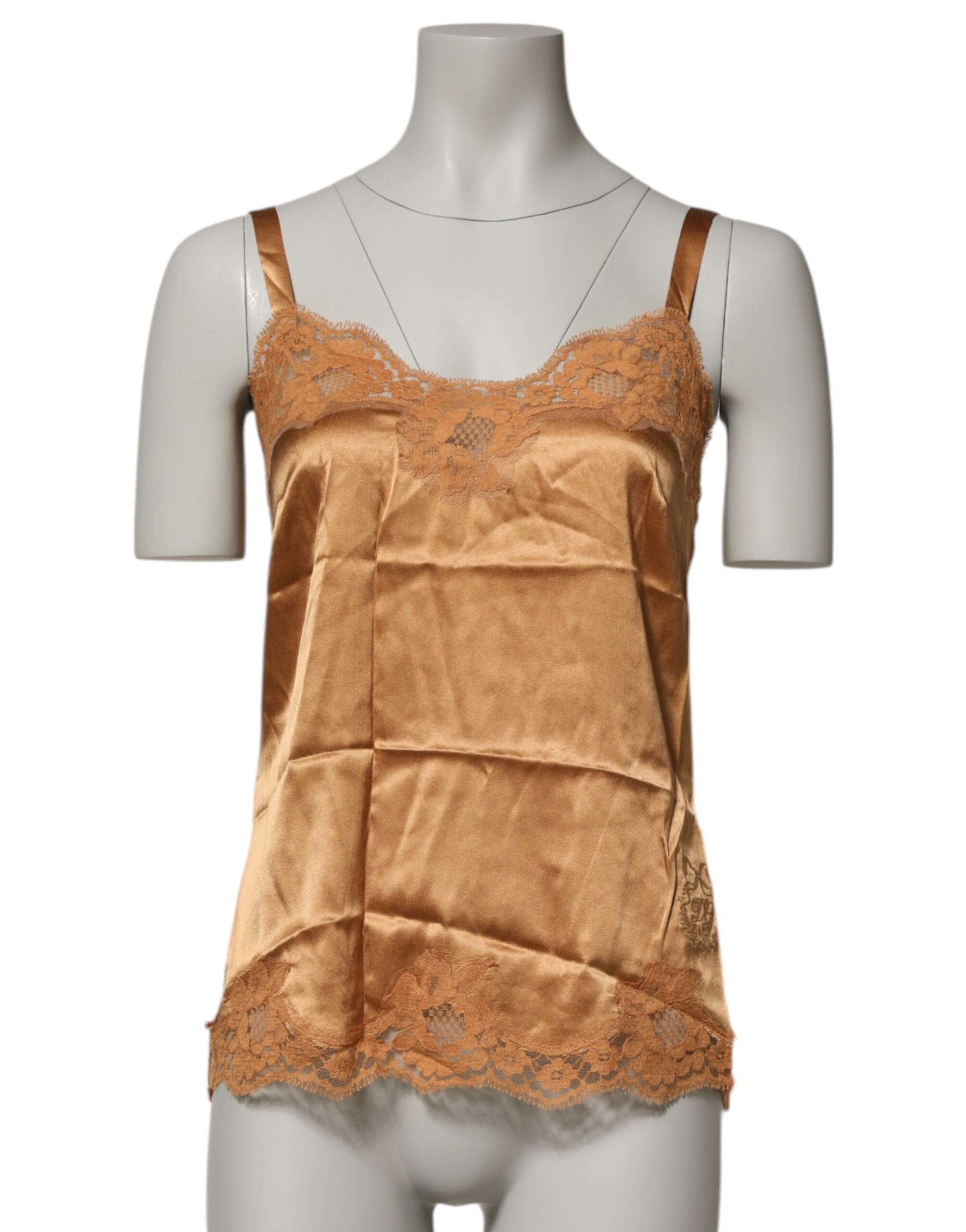 Dolce & Gabbana Brown Floral Lace Silk Satin Tank Lingerie Underwear - Image 2