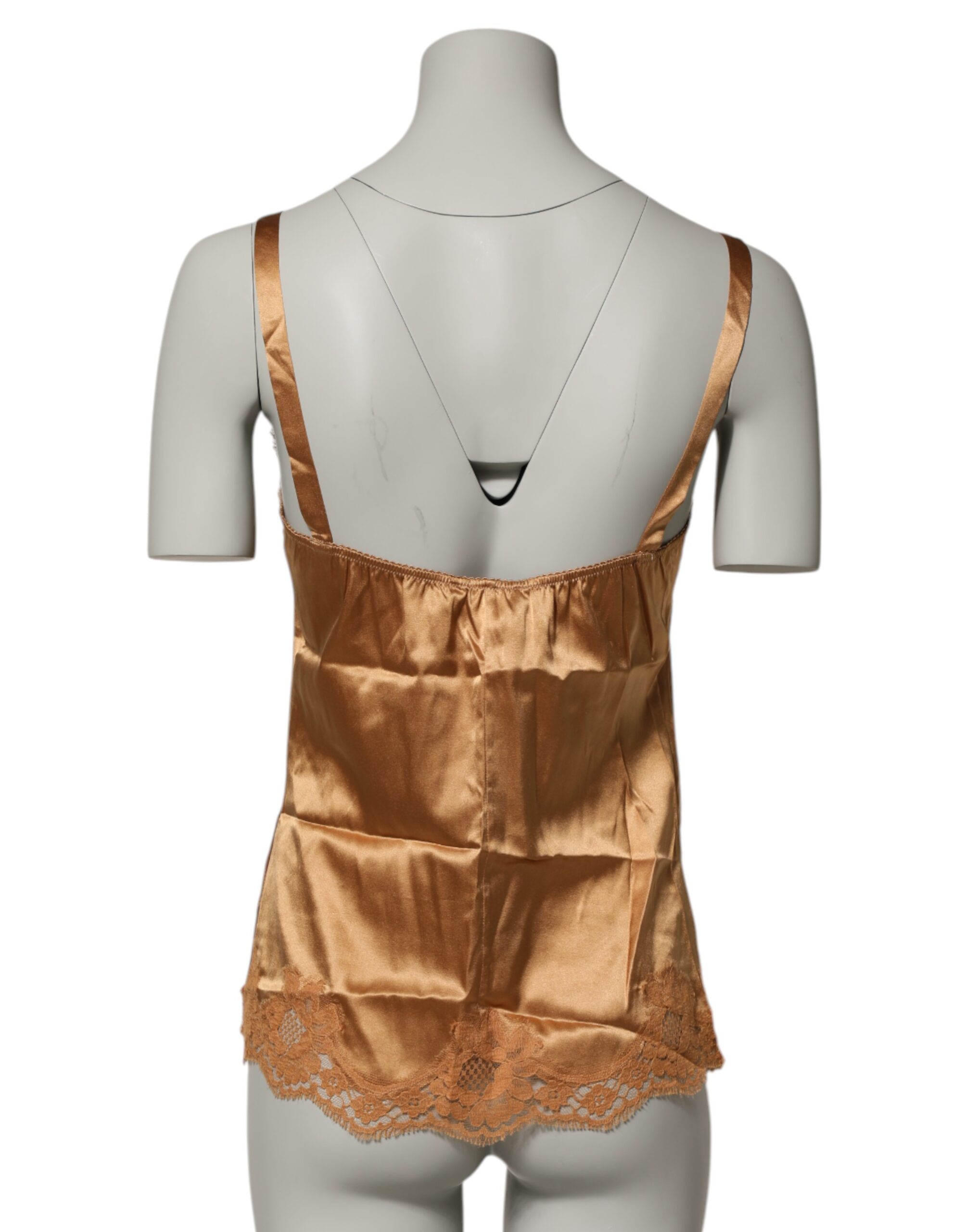 Dolce & Gabbana Brown Floral Lace Silk Satin Tank Lingerie Underwear - Image 4