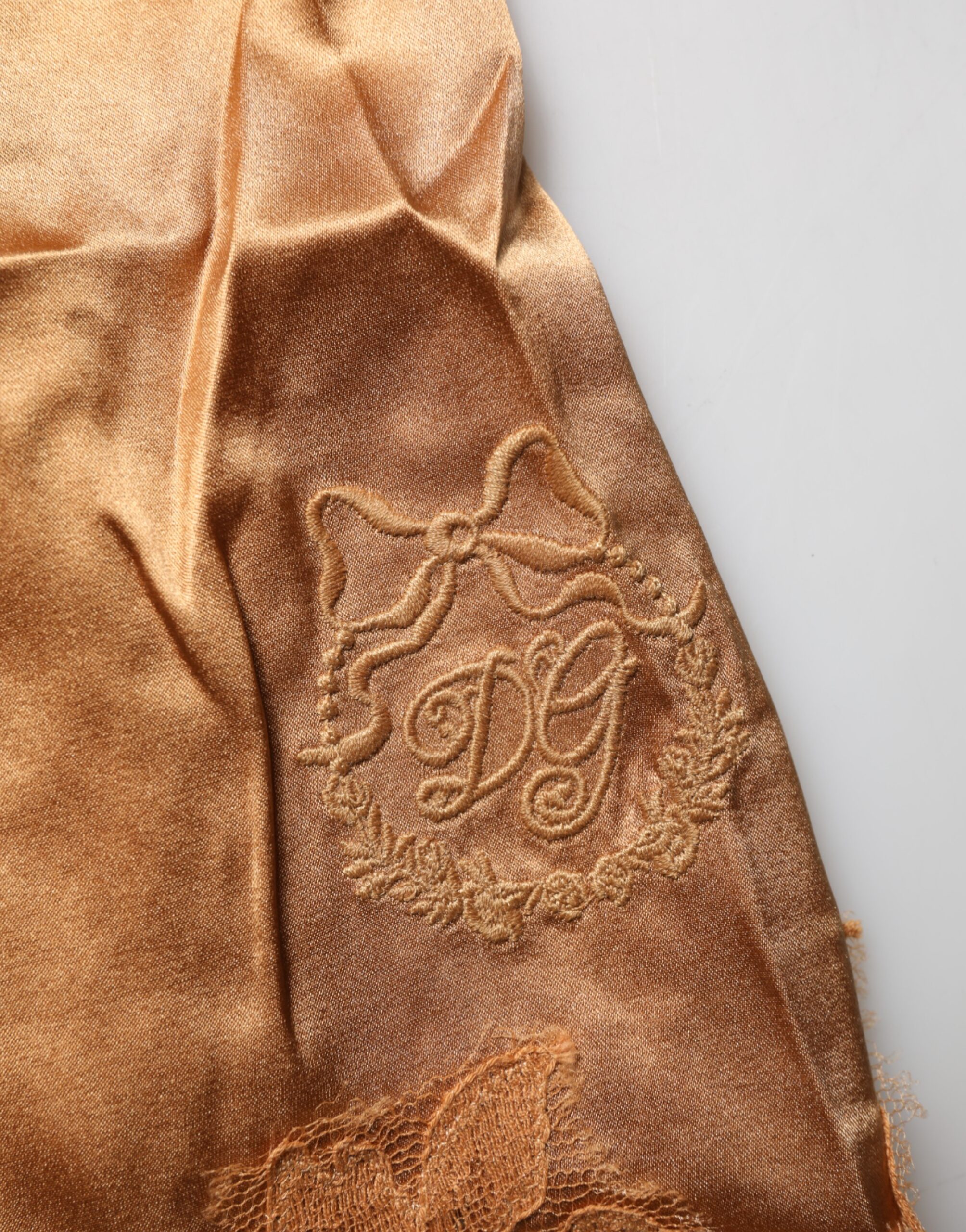 Dolce & Gabbana Brown Floral Lace Silk Satin Tank Lingerie Underwear - Image 6
