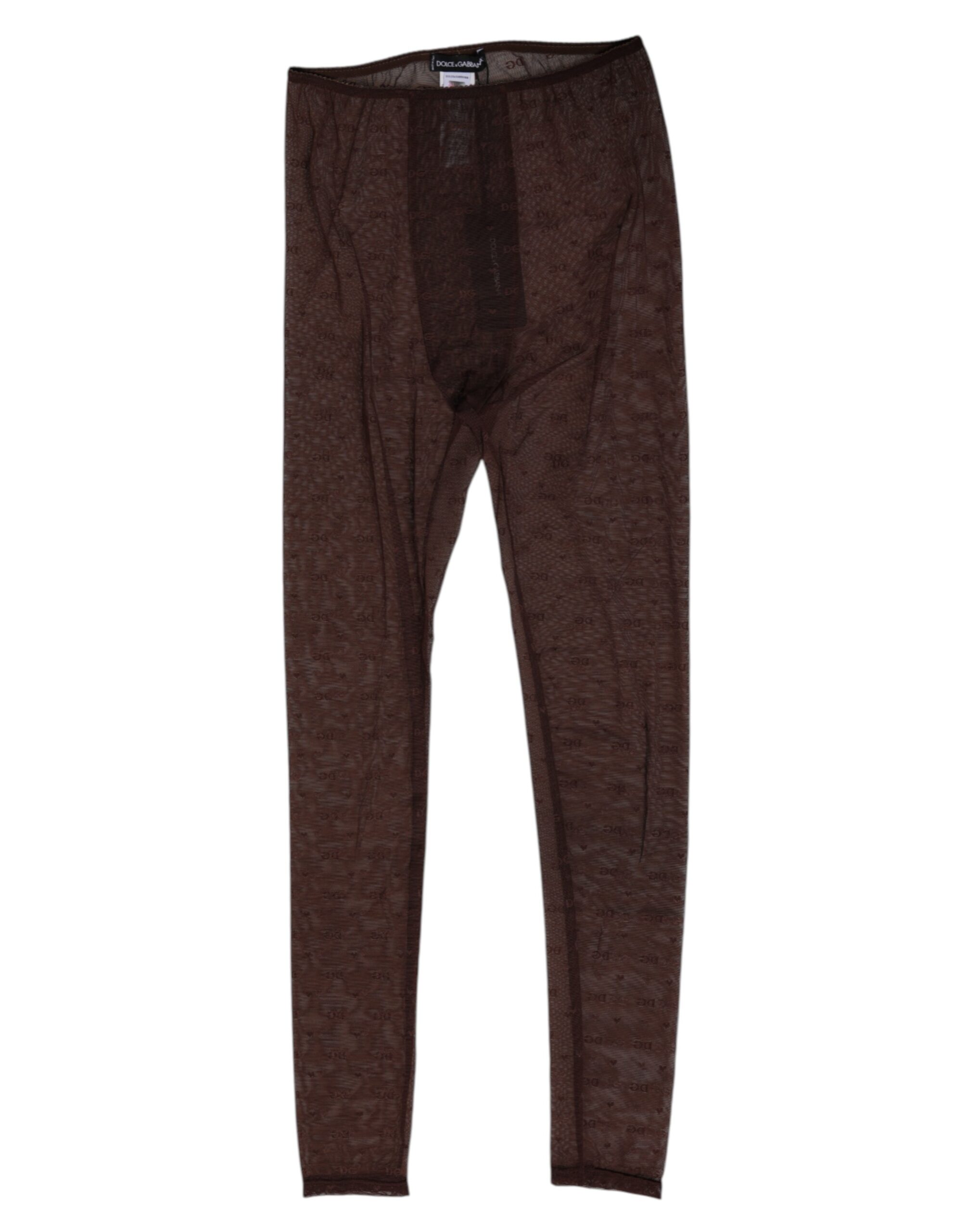 Dolce & Gabbana Brown Nylon Logo Lace Leggings Pants Underwear - Image 2