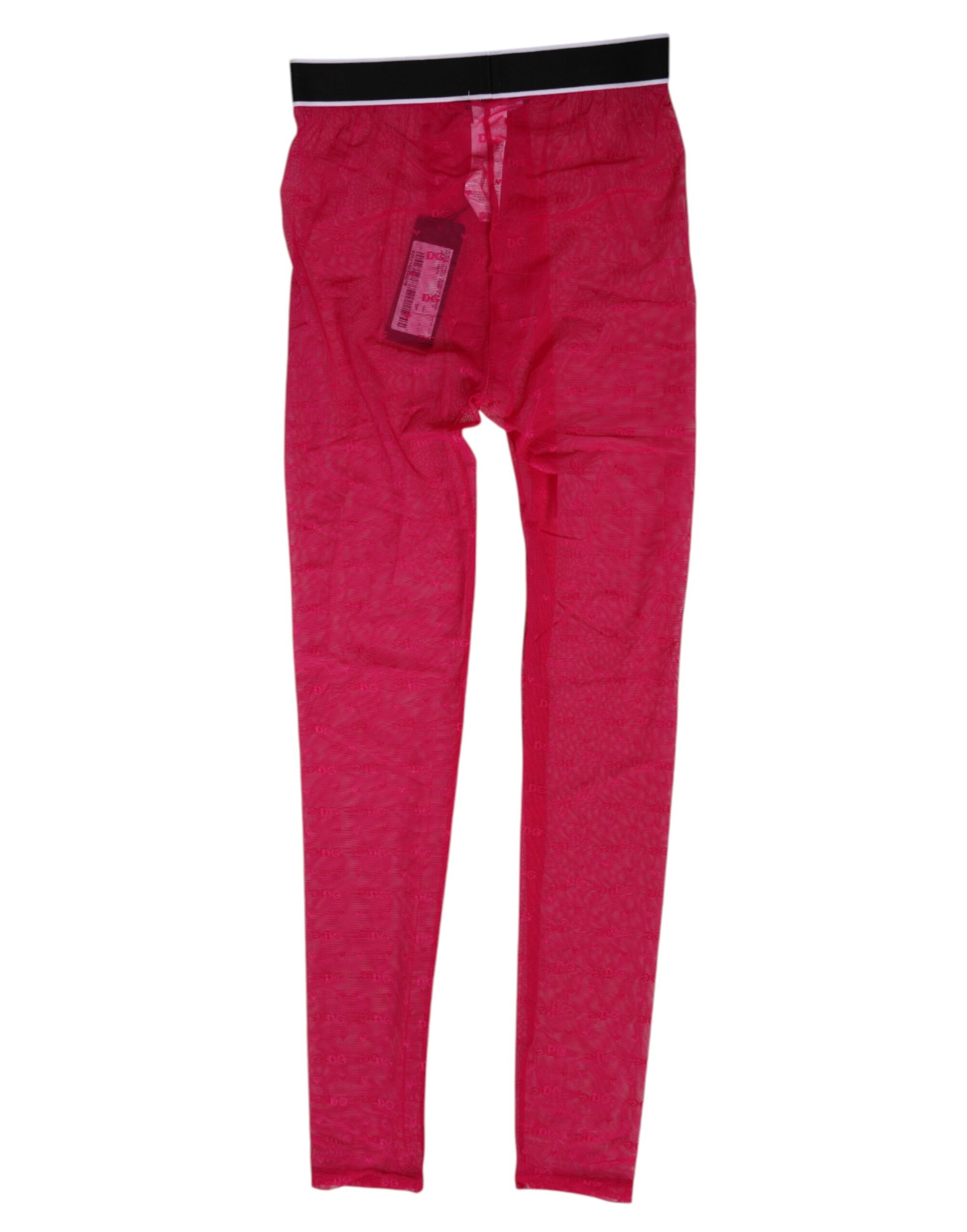 Dolce & Gabbana Fuchsia Nylon Logo Lace Leggings Pants Underwear - Image 3