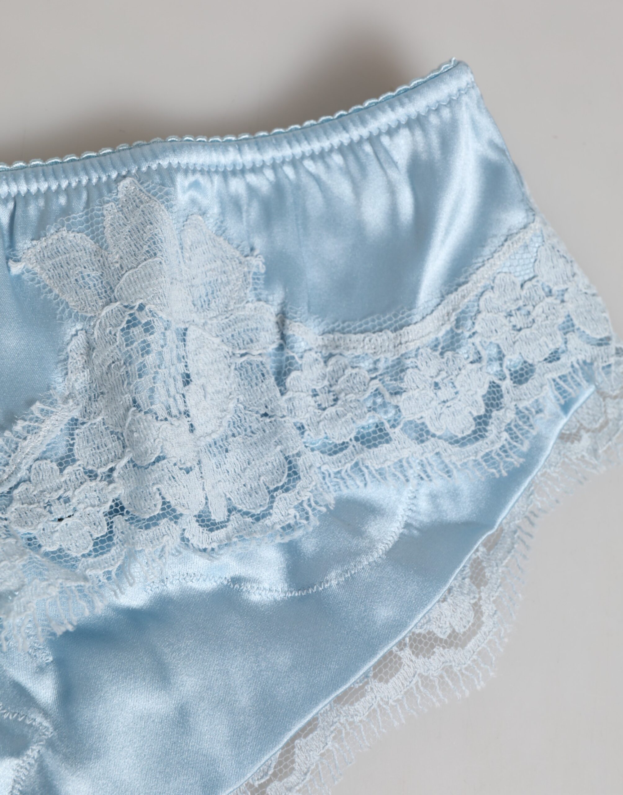 Dolce & Gabbana Sky Blue Silk Satin Lace Panty Brief Underwear - Image 3