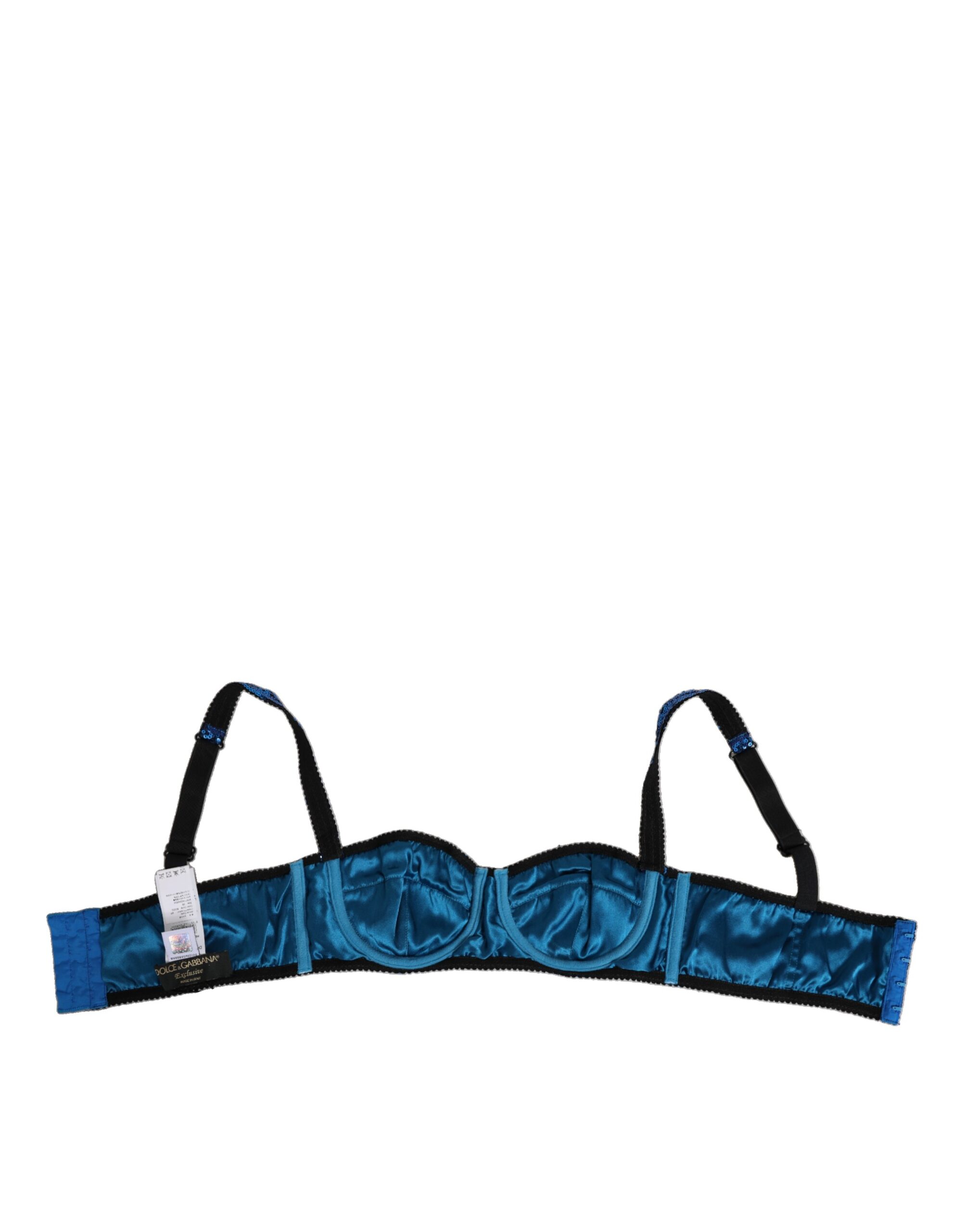 Dolce & Gabbana Blue Sequin Embellished Balconnet Bra Underwear - Image 4