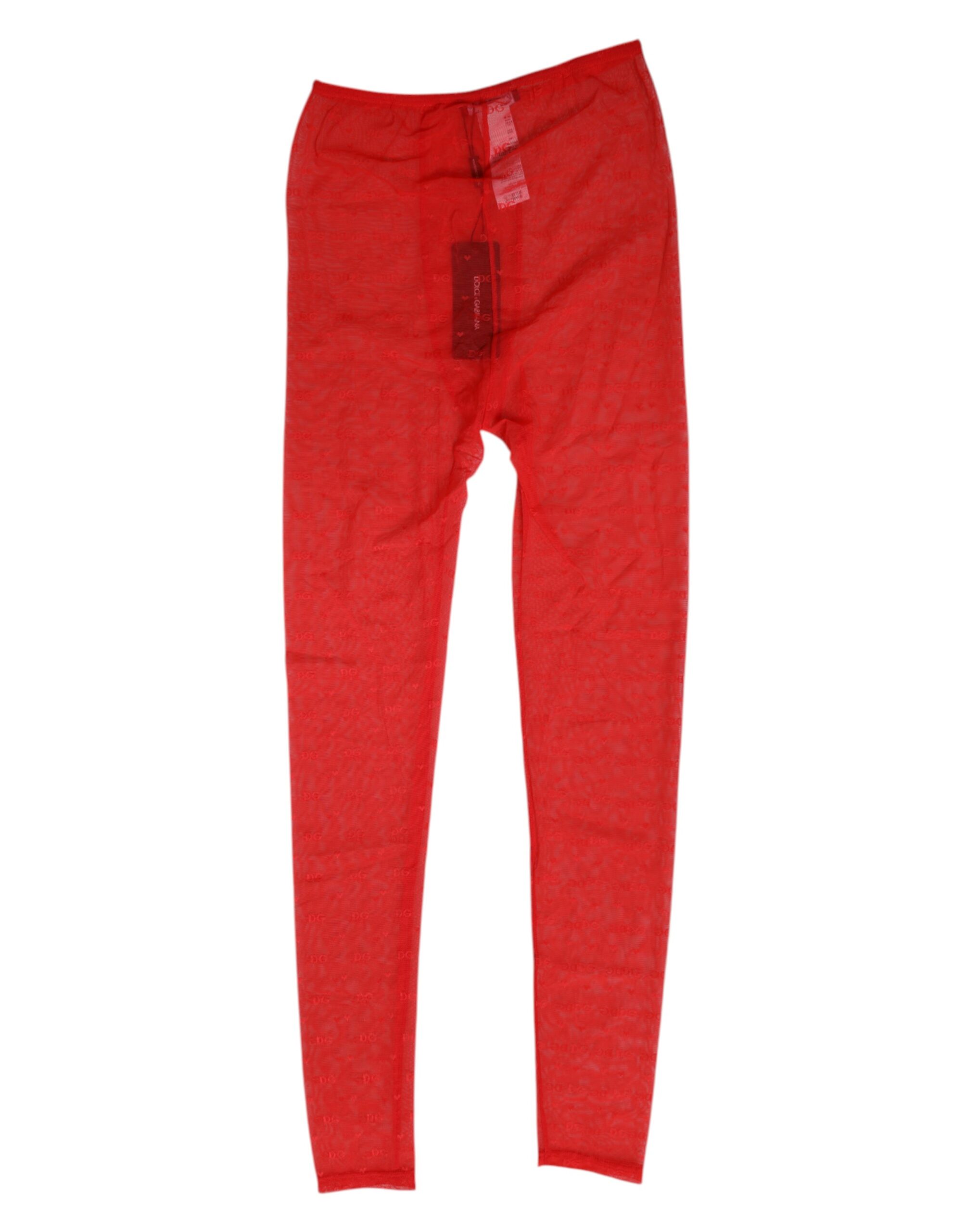 Dolce & Gabbana Red Nylon Logo Lace Leggings Pants Underwear - Image 3