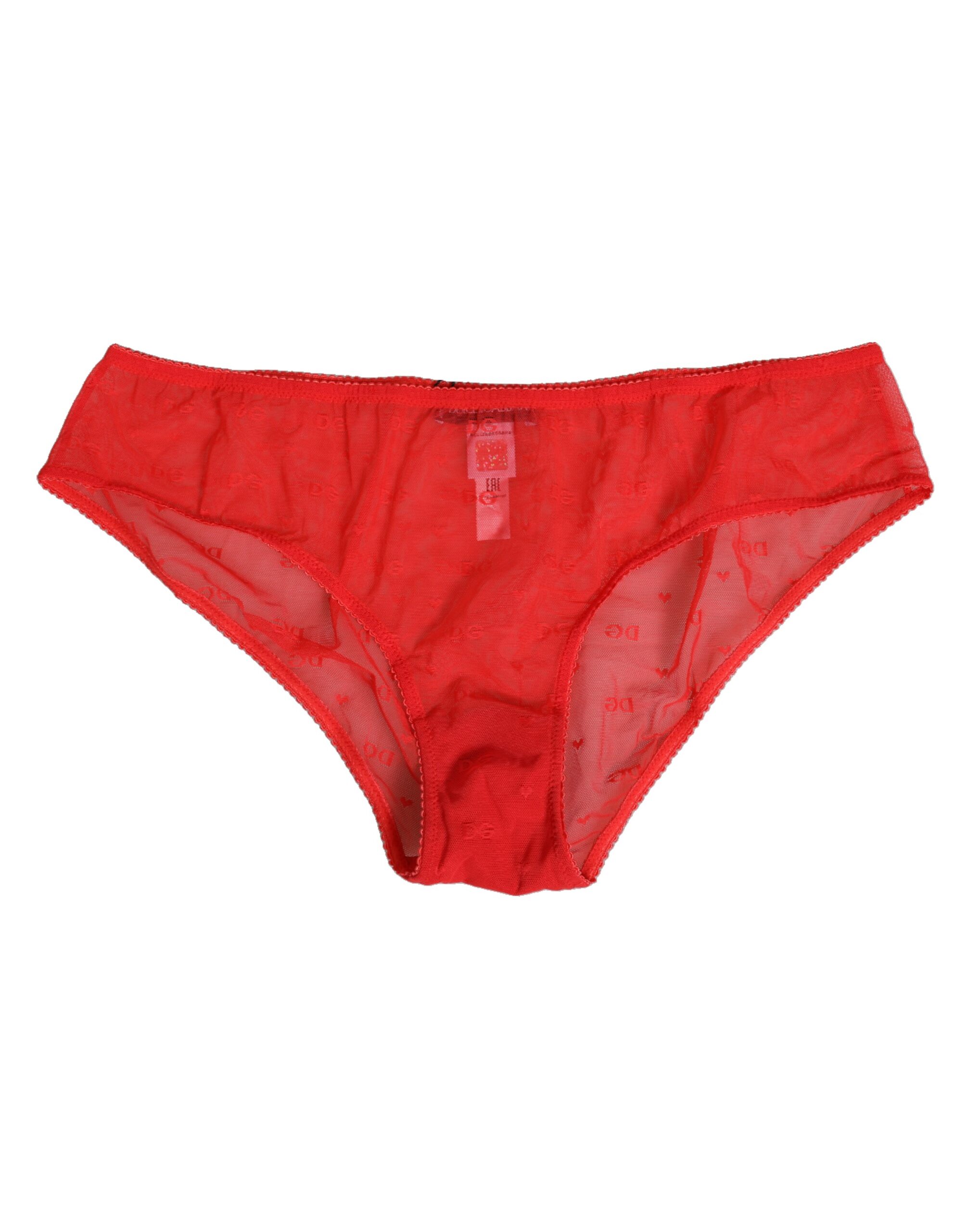 Dolce & Gabbana Red Nylon Sheer Mesh Lace Brief Panty Underwear - Image 2
