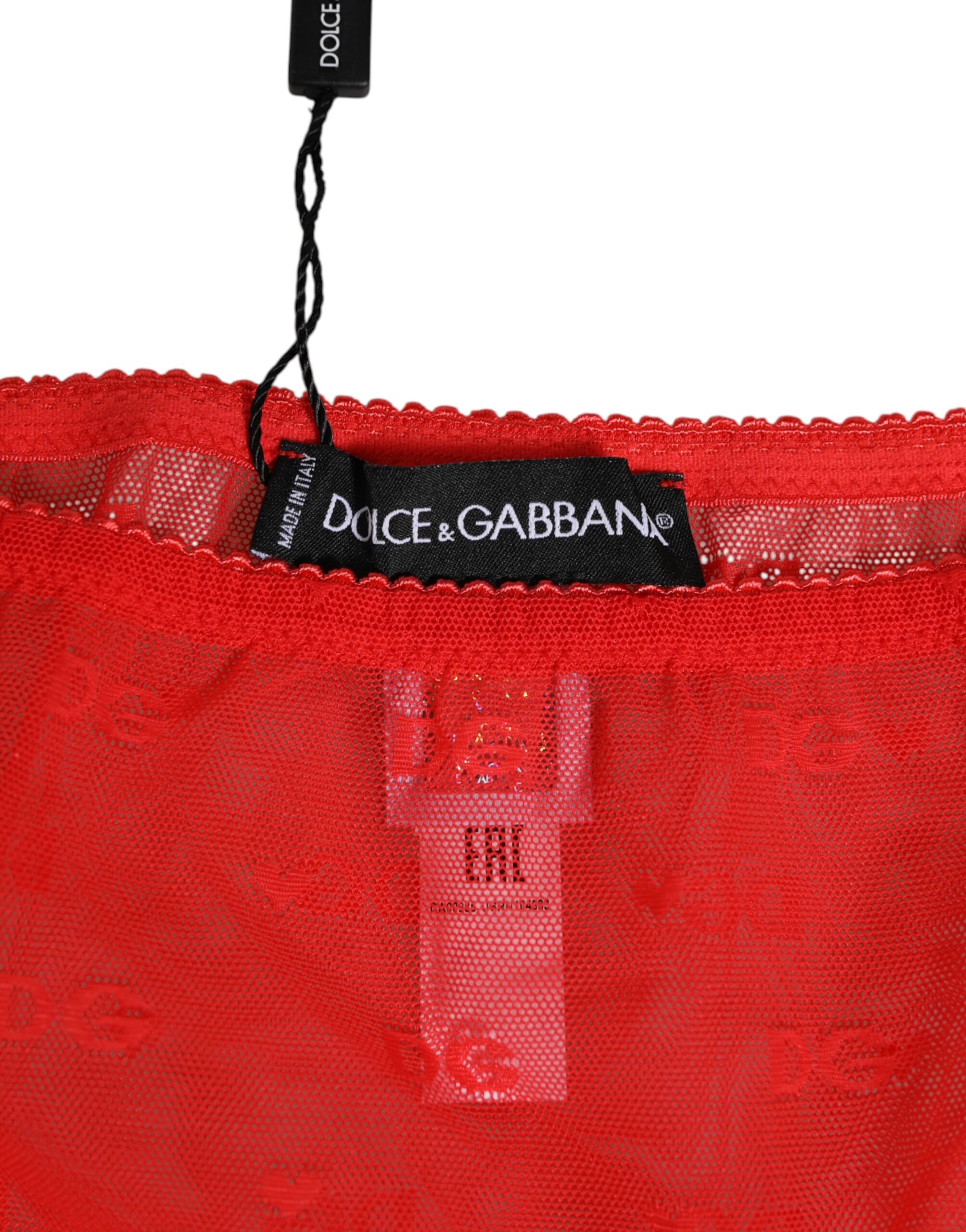 Dolce & Gabbana Red Nylon Sheer Mesh Lace Brief Panty Underwear - Image 4