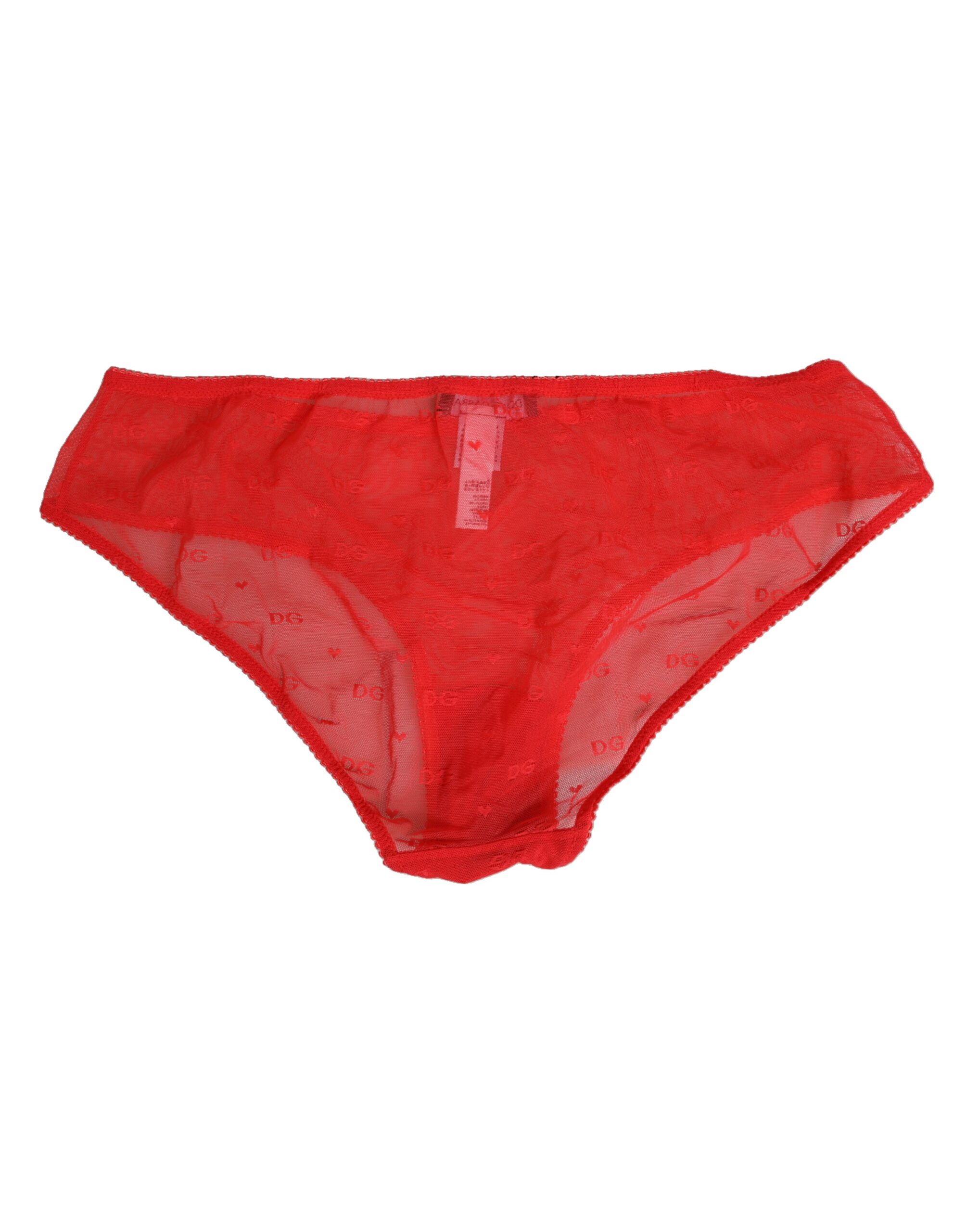 Dolce & Gabbana Red Nylon Sheer Mesh Lace Brief Panty Underwear - Image 5