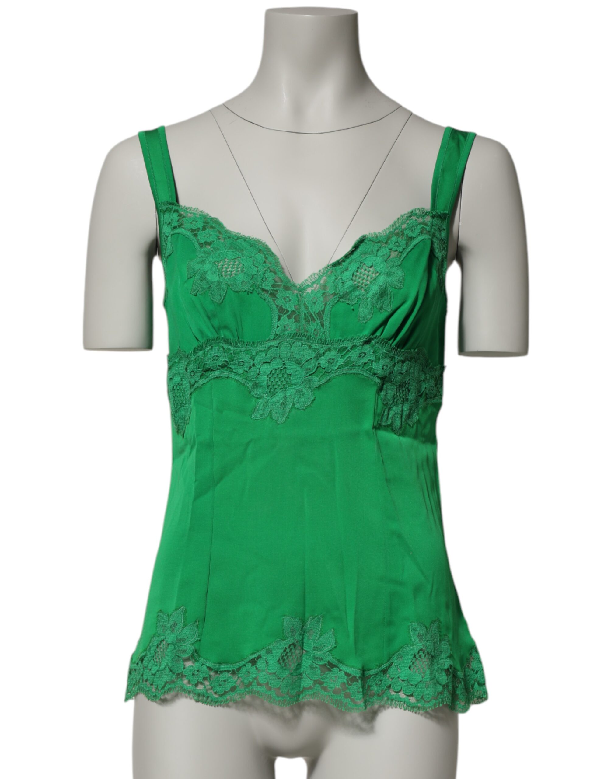 Dolce & Gabbana Green Floral Lace Tank Lingerie Top Underwear - Image 2