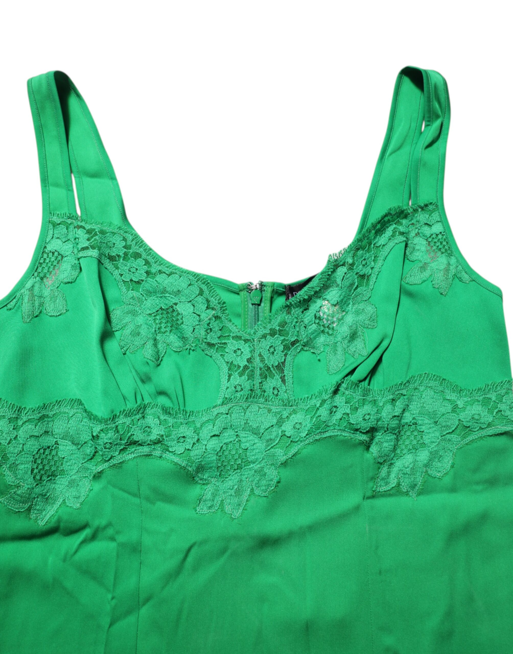 Dolce & Gabbana Green Floral Lace Tank Lingerie Top Underwear - Image 5