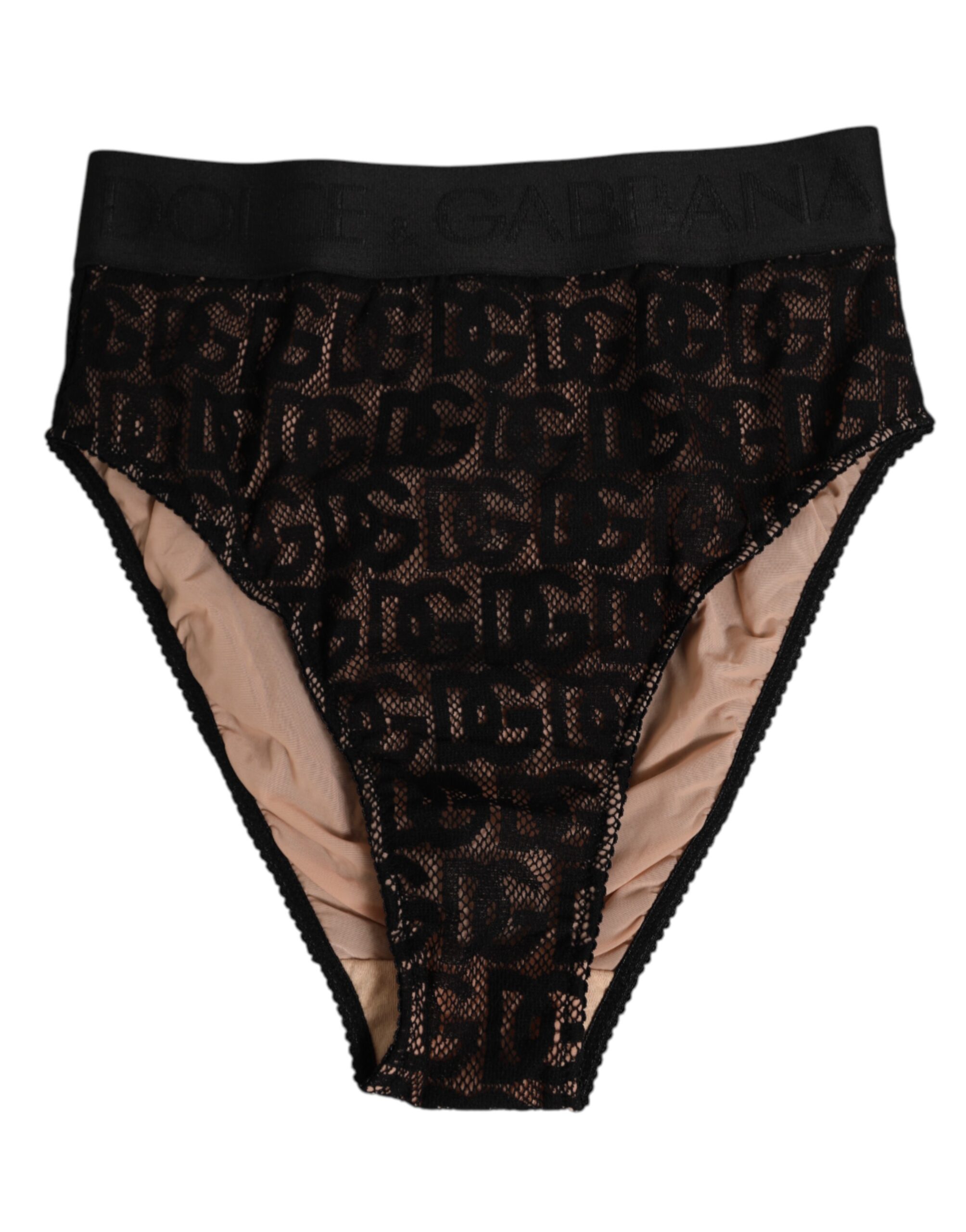 Dolce & Gabbana Black DG Logo Lace High Brief Panty Underwear - Image 2