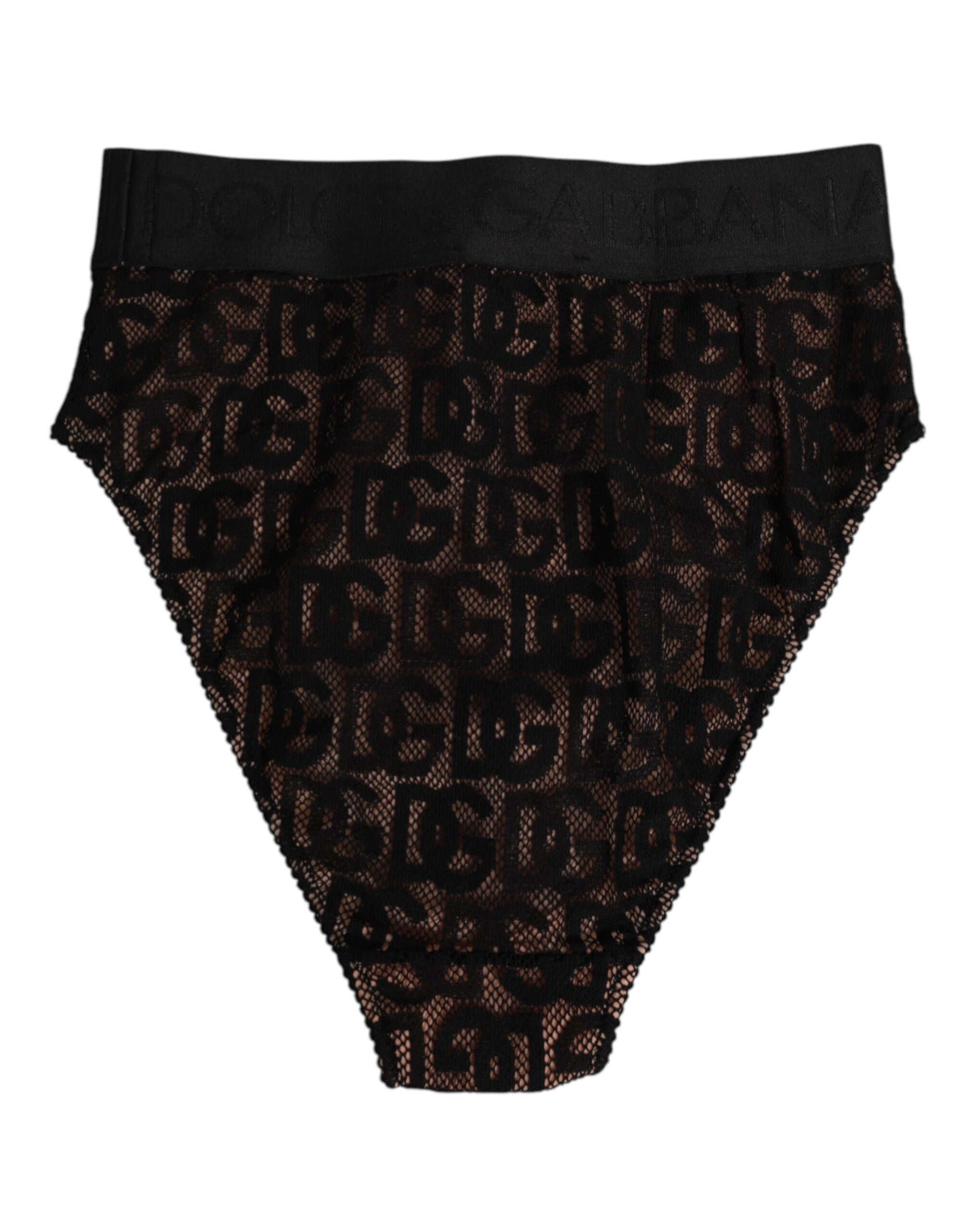 Dolce & Gabbana Black DG Logo Lace High Brief Panty Underwear - Image 6