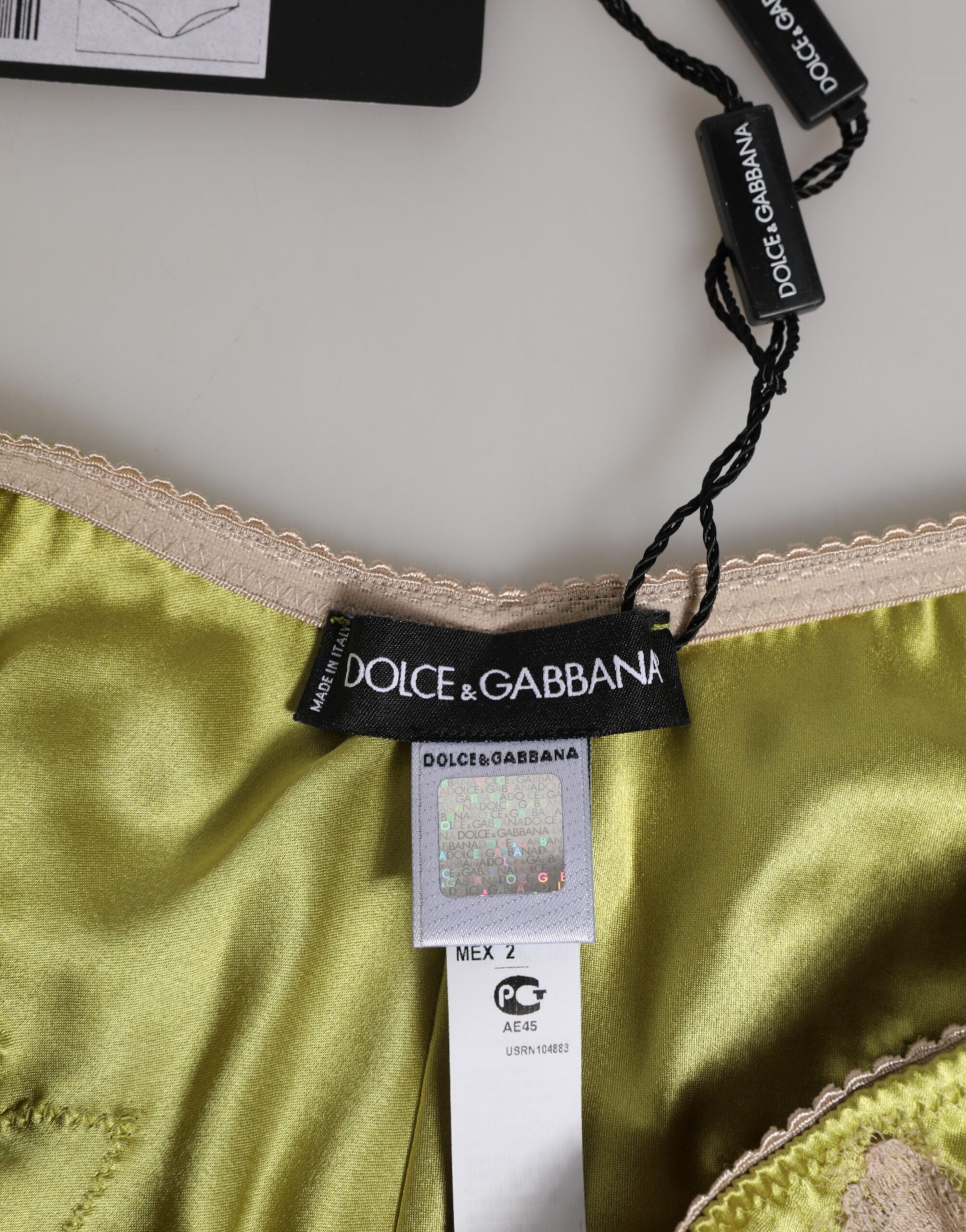 Dolce & Gabbana Green Silk Satin Floral Lace Trim Panty Underwear - Image 4