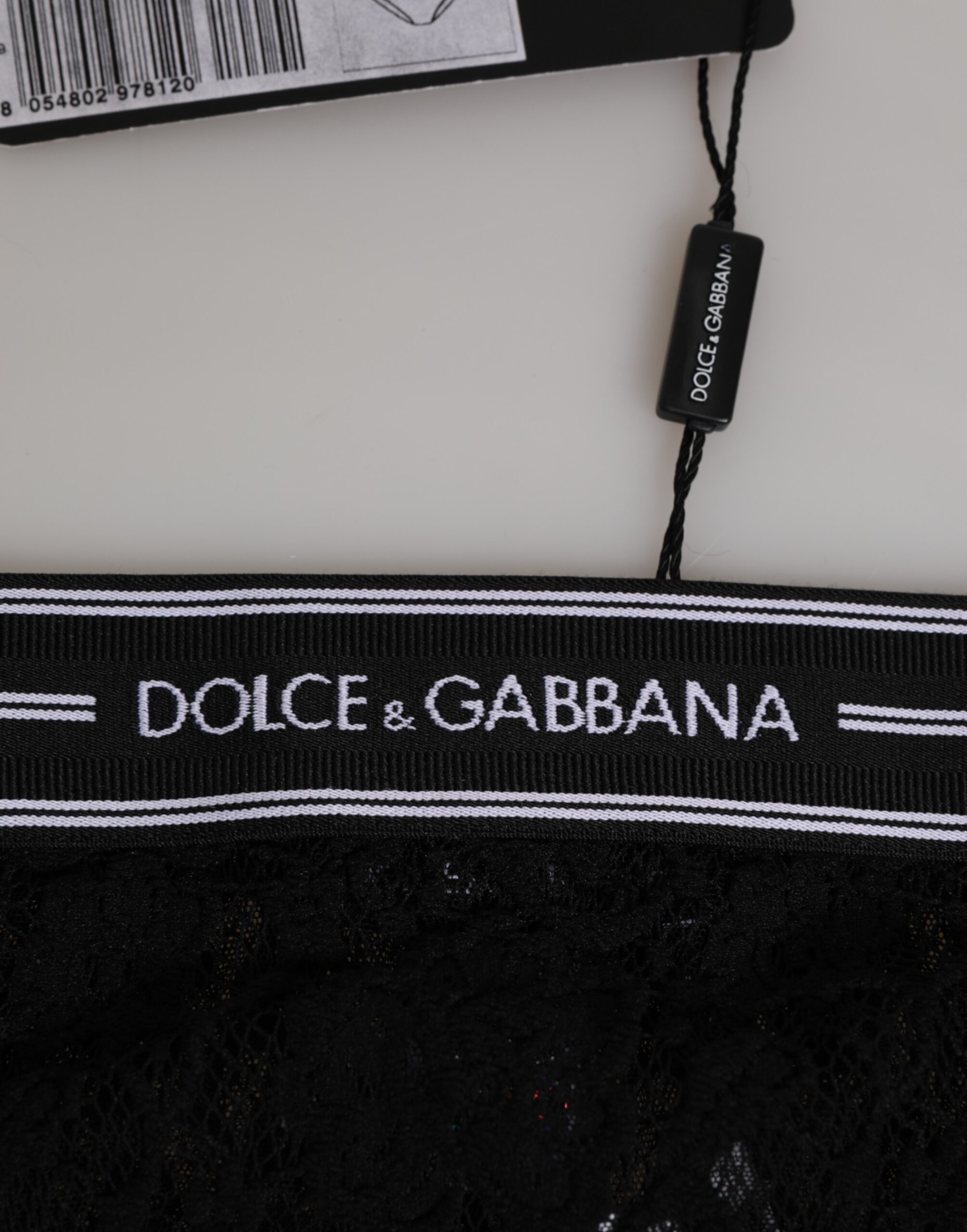 Dolce & Gabbana Black Lace Slip Brief Logo Waistband Underwear - Image 3
