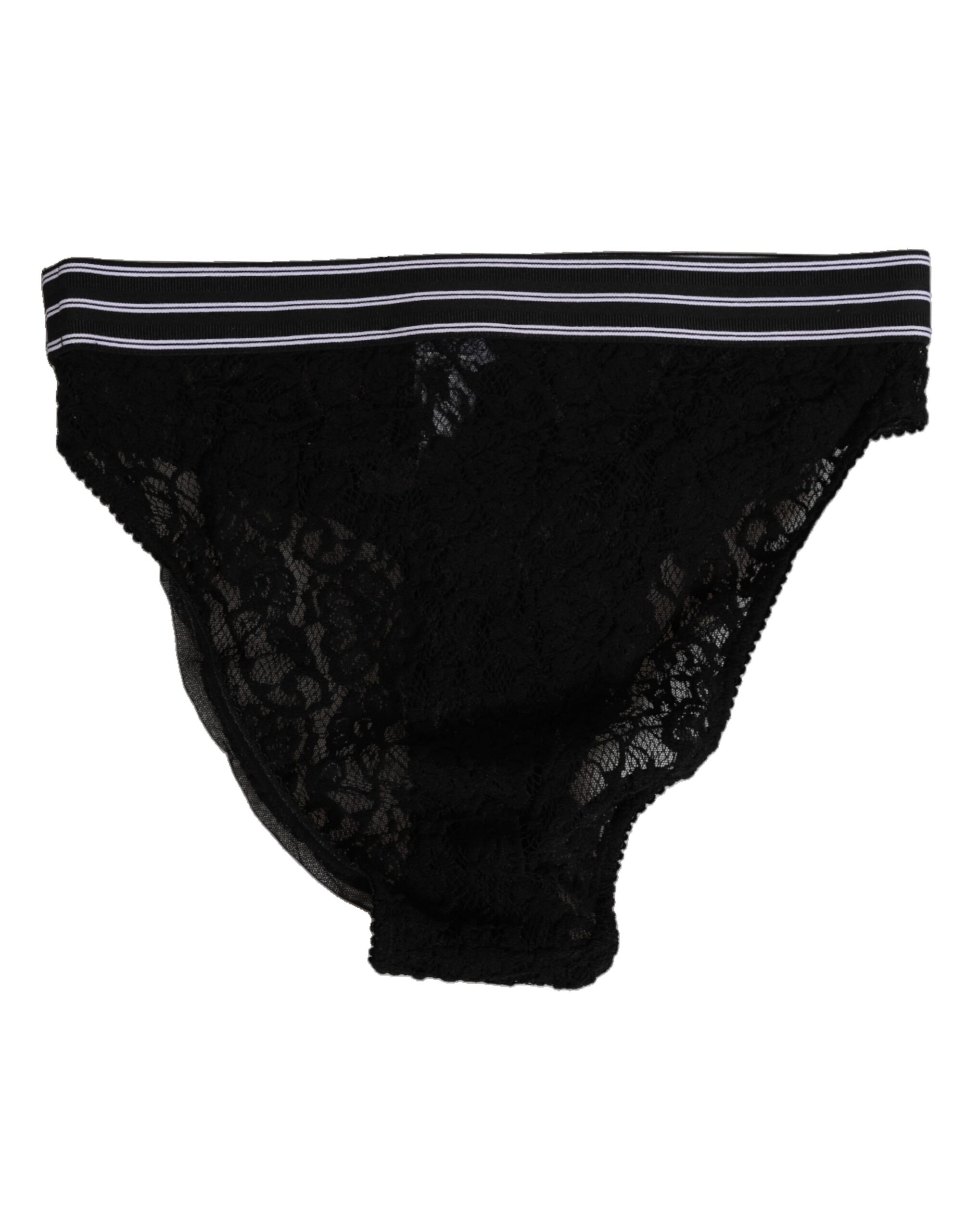 Dolce & Gabbana Black Lace Slip Brief Logo Waistband Underwear - Image 5