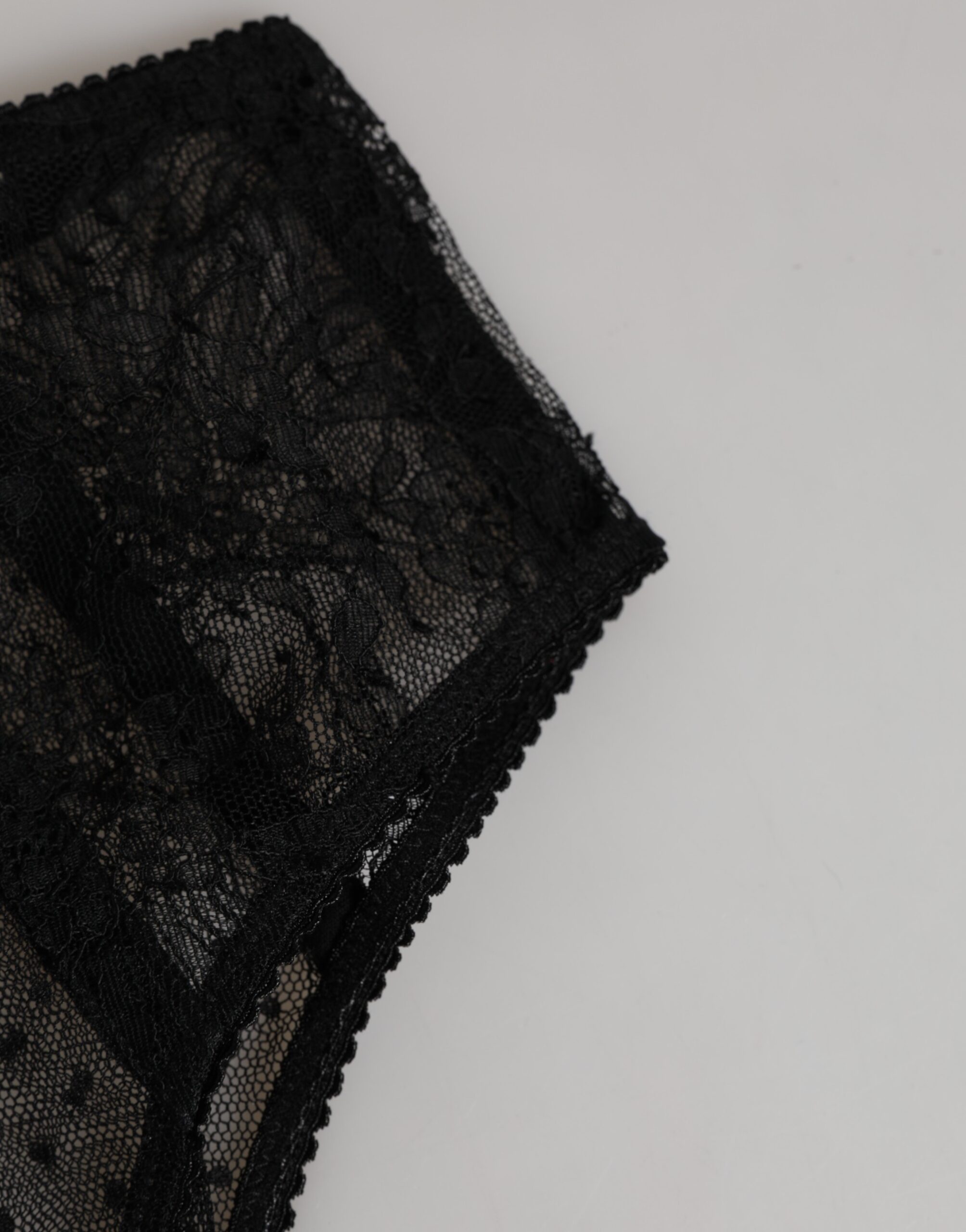 Dolce & Gabbana Black Lace Polka Dot Mesh High Waist Underwear - Image 3