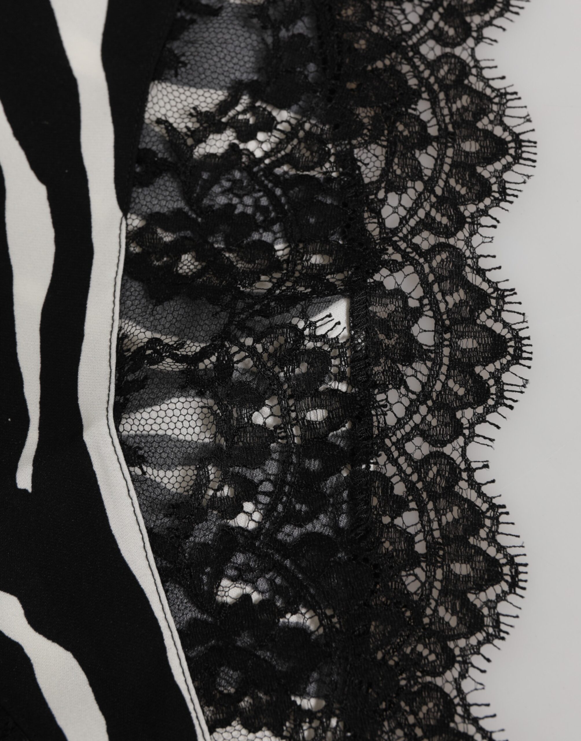 Dolce & Gabbana Black Silk Zebra Print Lace High Waist Underwear - Image 3
