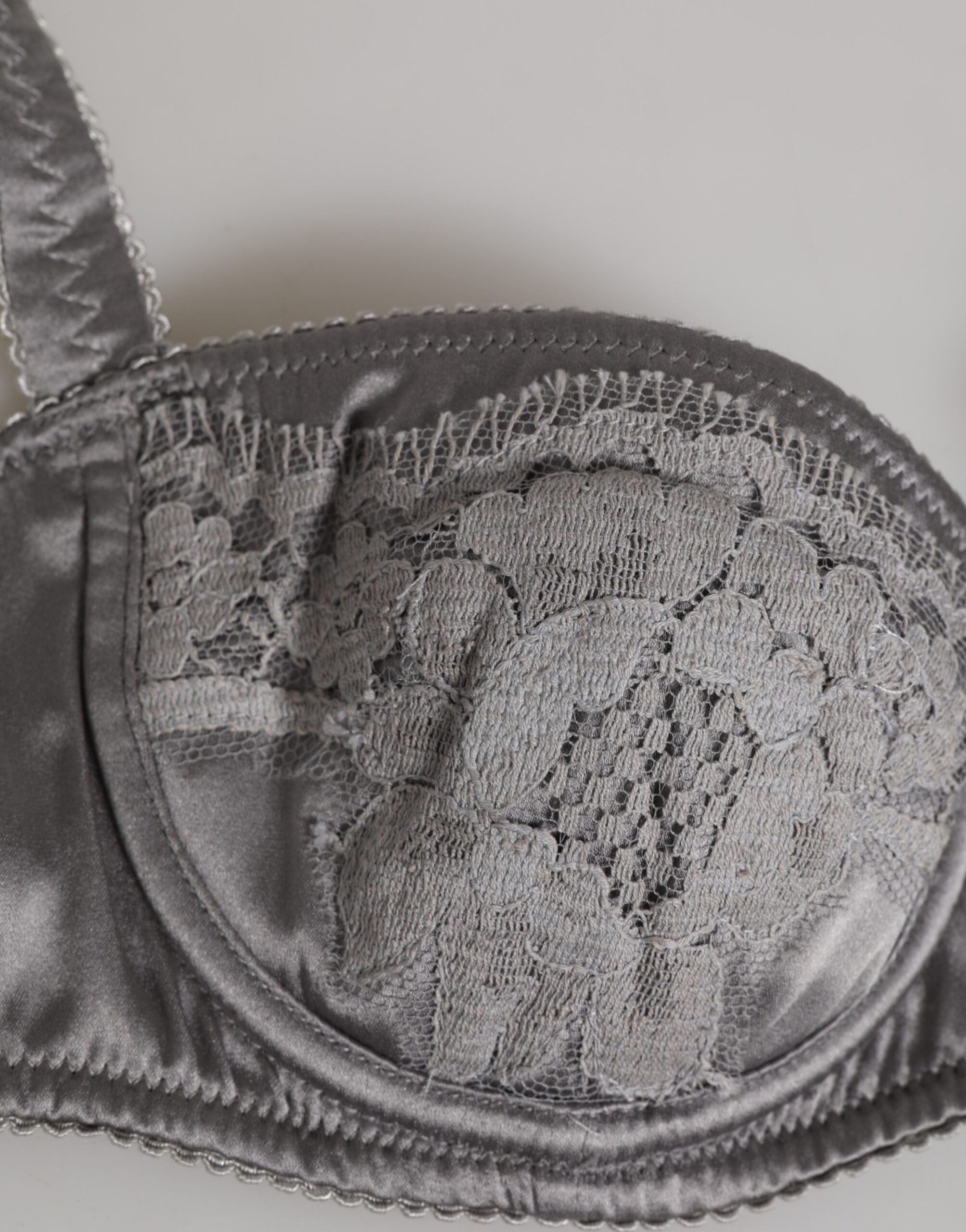 Dolce & Gabbana Gray Silk Underwired Balconette Bra Underwear - Image 4