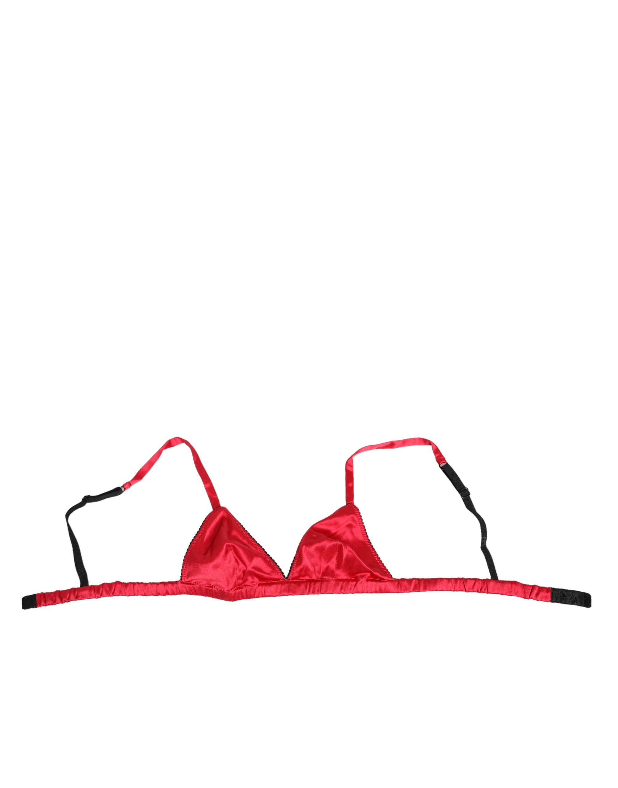 Dolce & Gabbana Red Silk Satin Triangle Soft Cup Br Underwear - Image 2