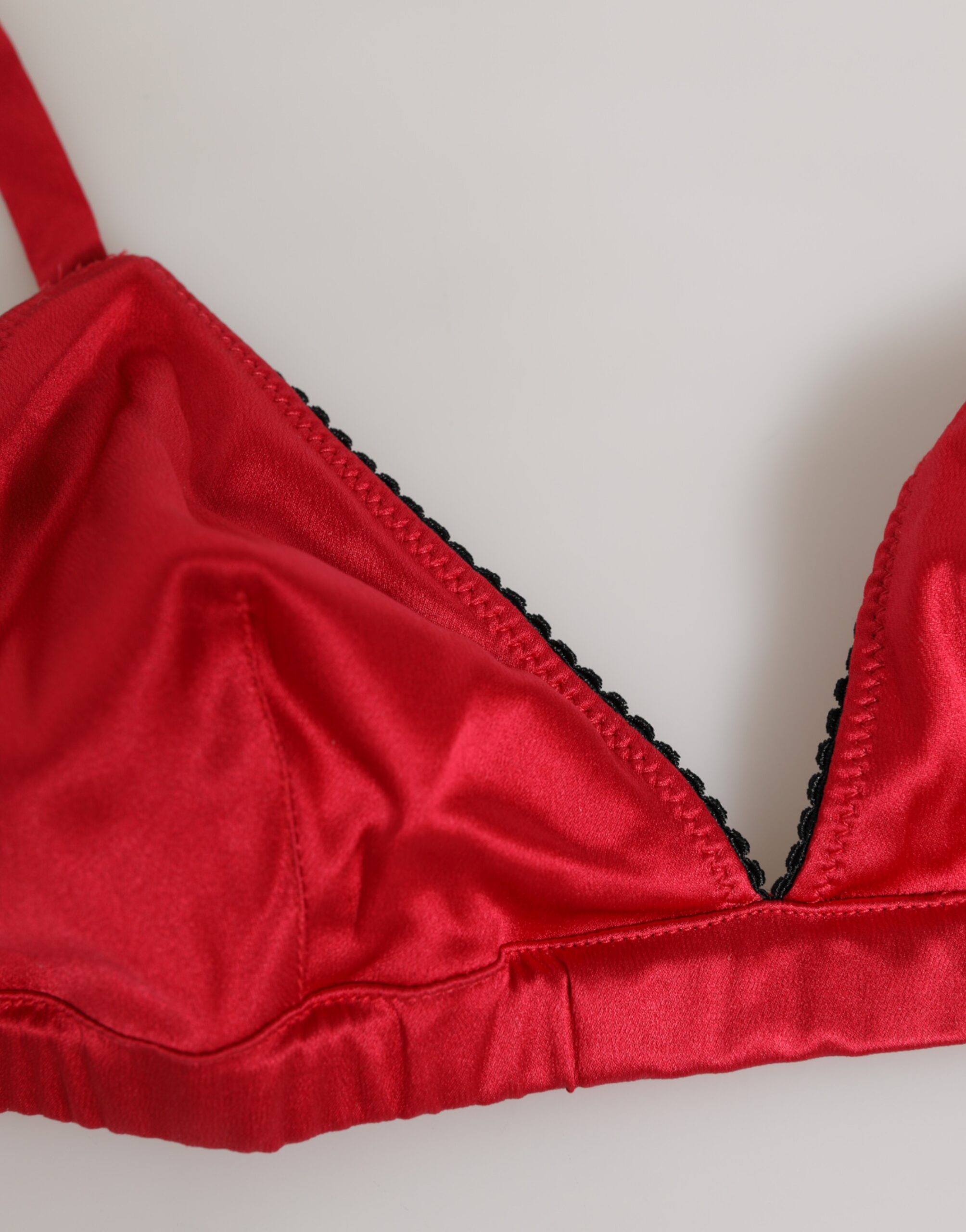 Dolce & Gabbana Red Silk Satin Triangle Soft Cup Br Underwear - Image 3