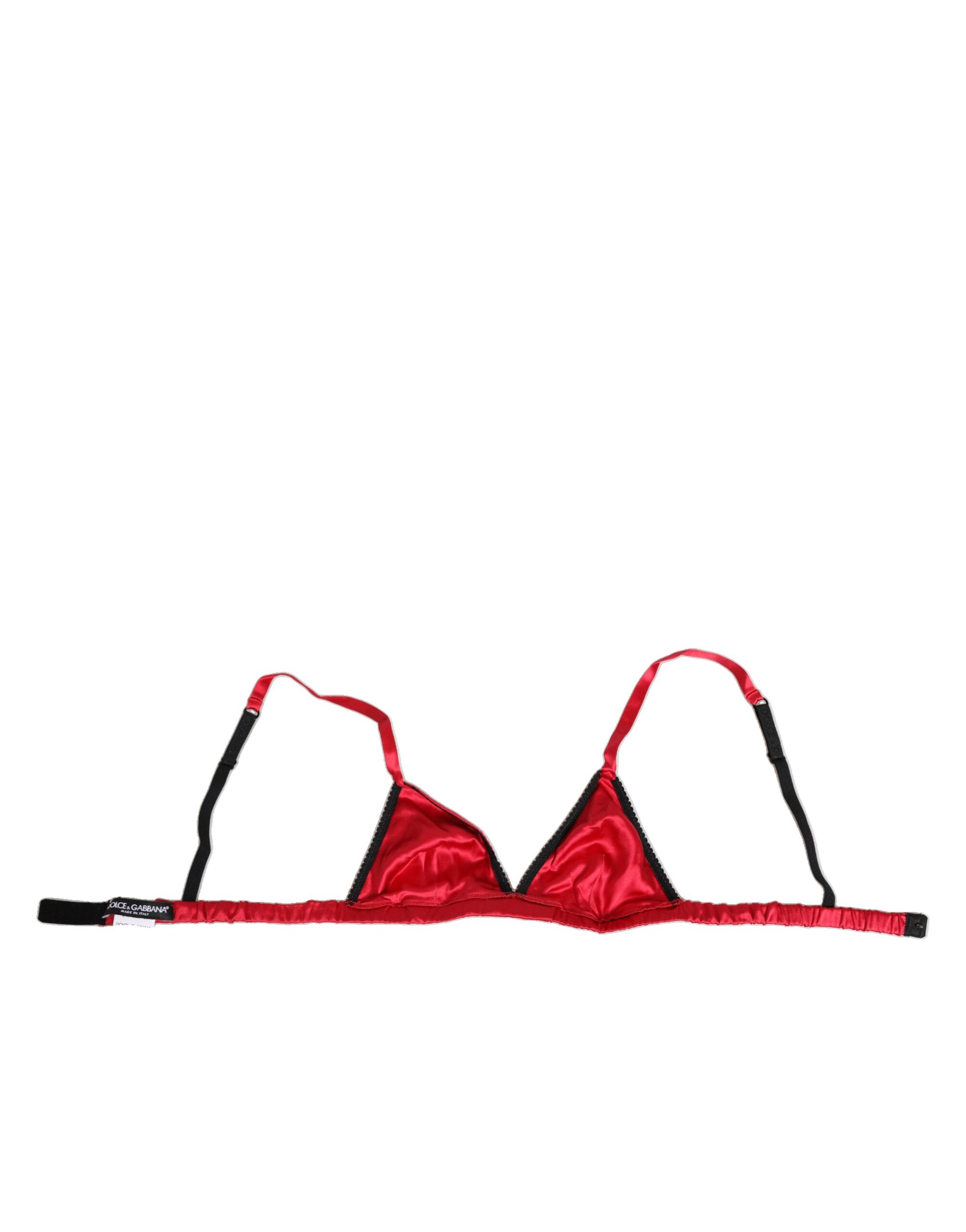 Dolce & Gabbana Red Silk Satin Triangle Soft Cup Br Underwear - Image 4