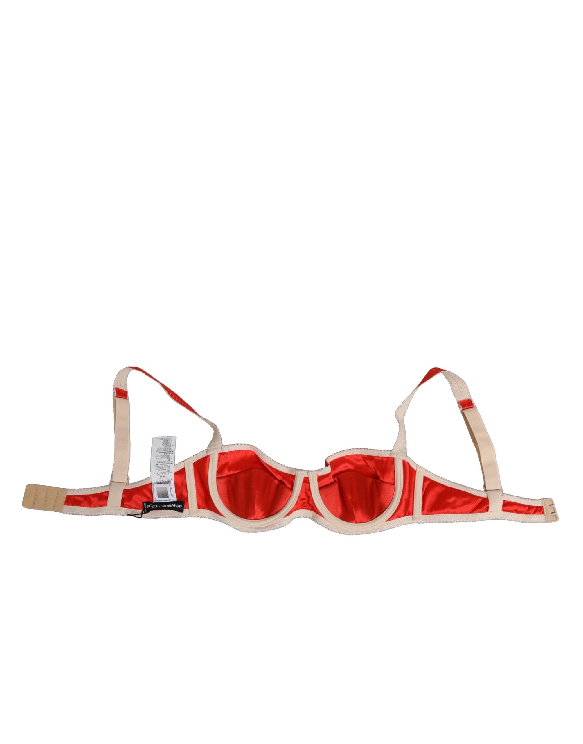 Dolce & Gabbana Red Silk Satin Underwire Bra Semi-Pad Underwear - Image 4