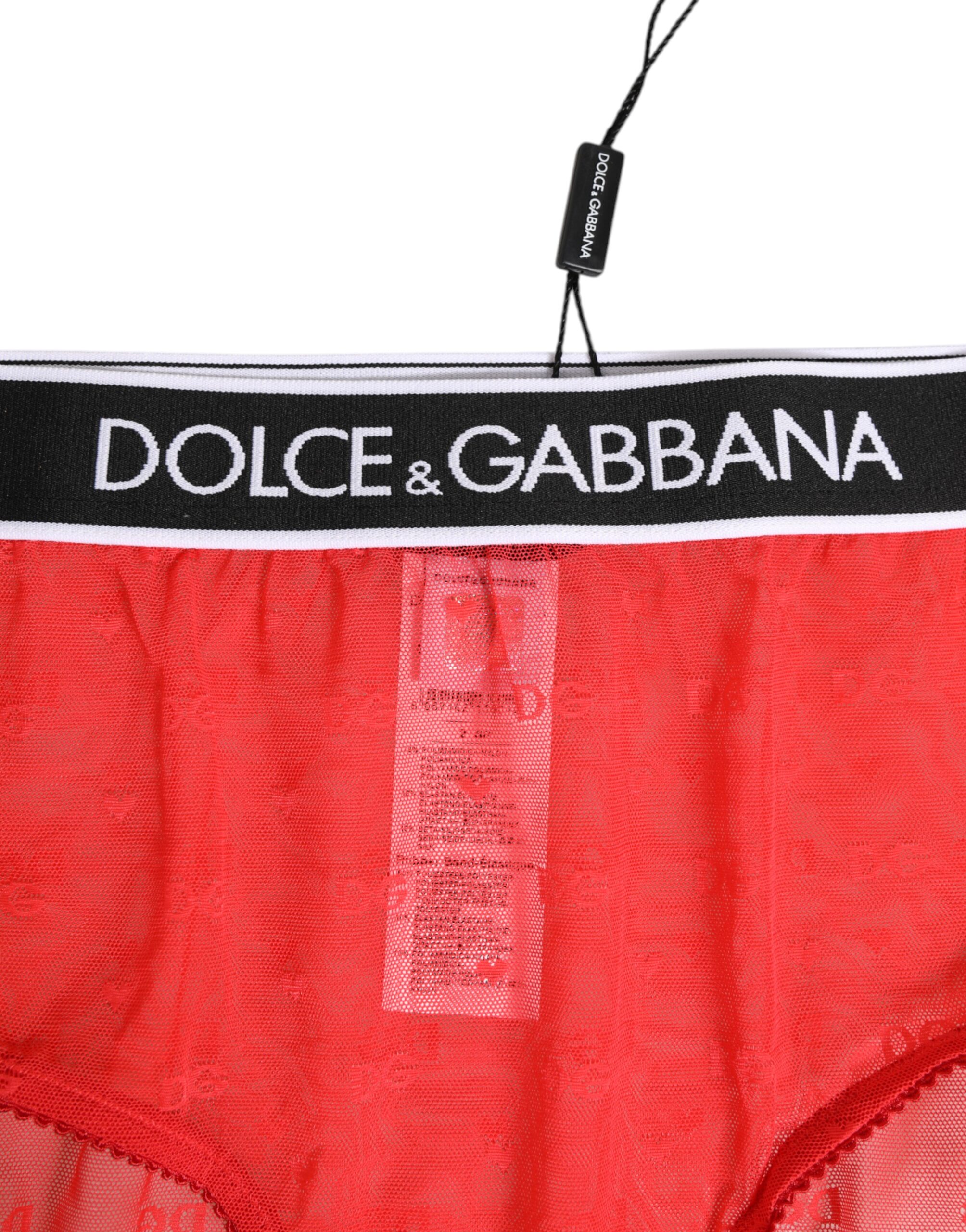 Dolce & Gabbana Red Nylon Logo Waistband Brief Panty Underwear - Image 3