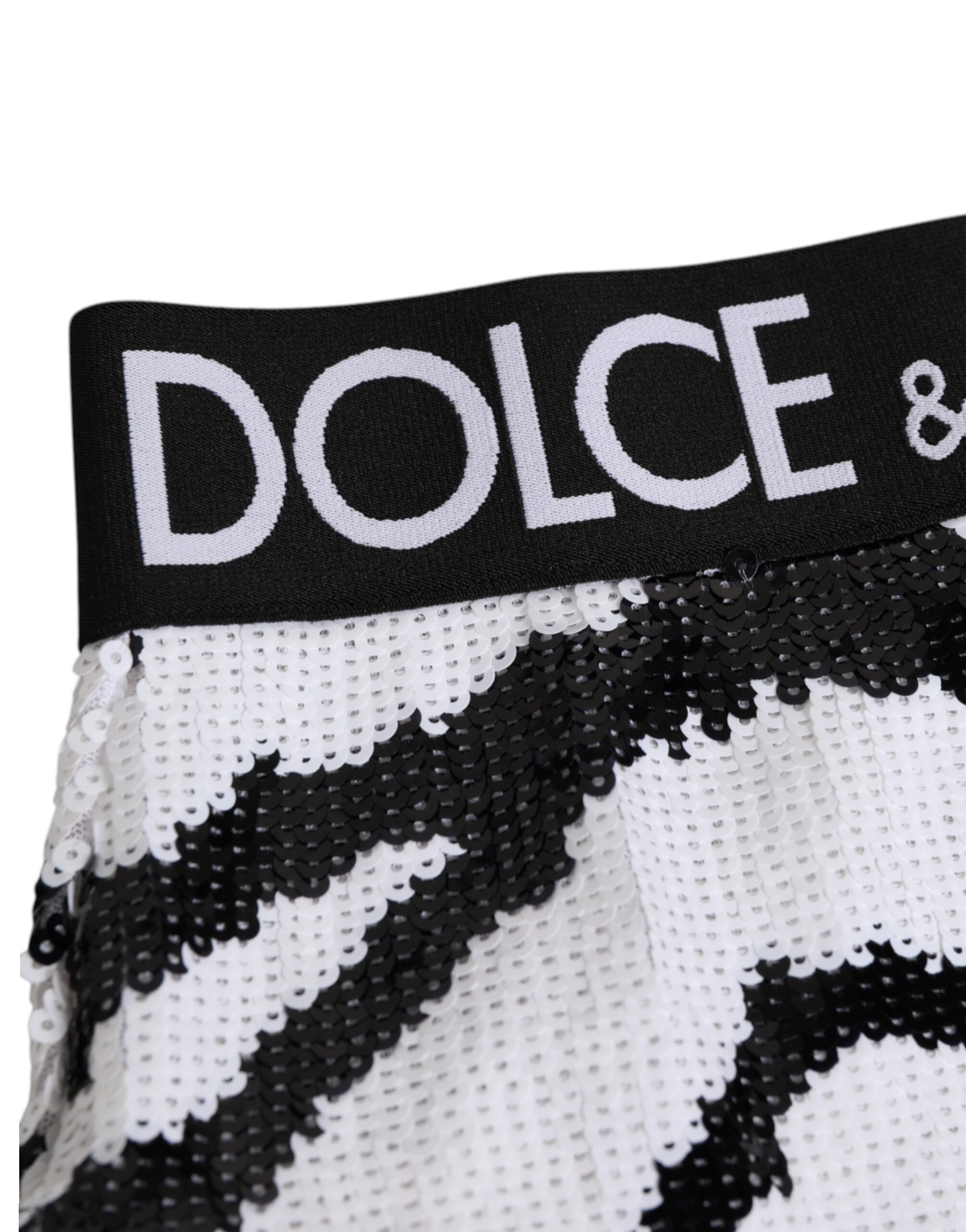 Dolce & Gabbana Black White Sequin High Waist Panty Underwear - Image 3