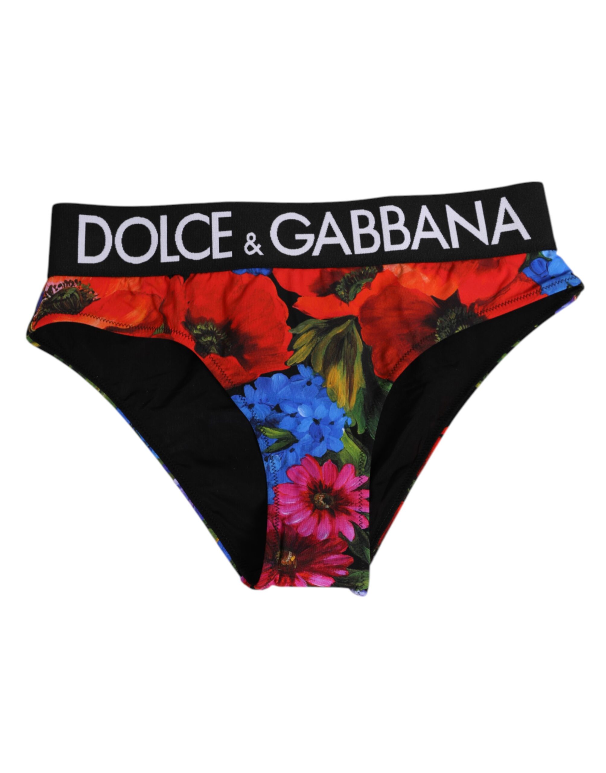 Dolce & Gabbana Black Floral Print High Waist Panty Underwear - Image 2