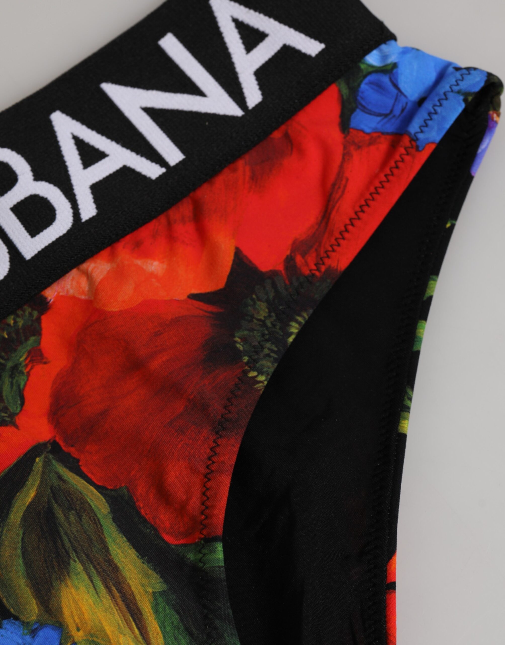 Dolce & Gabbana Black Floral Print High Waist Panty Underwear - Image 3