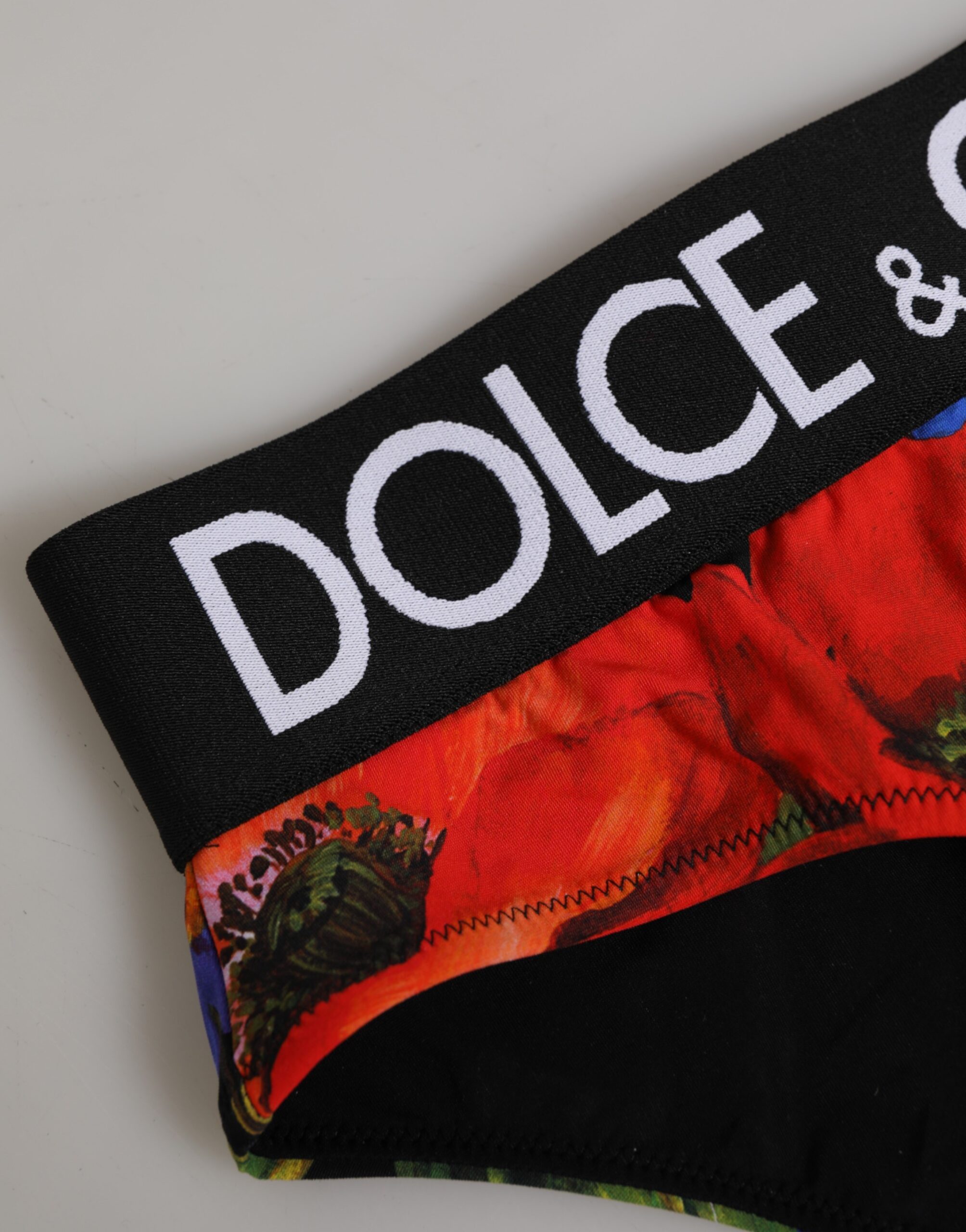 Dolce & Gabbana Black Floral Print High Waist Panty Underwear - Image 4
