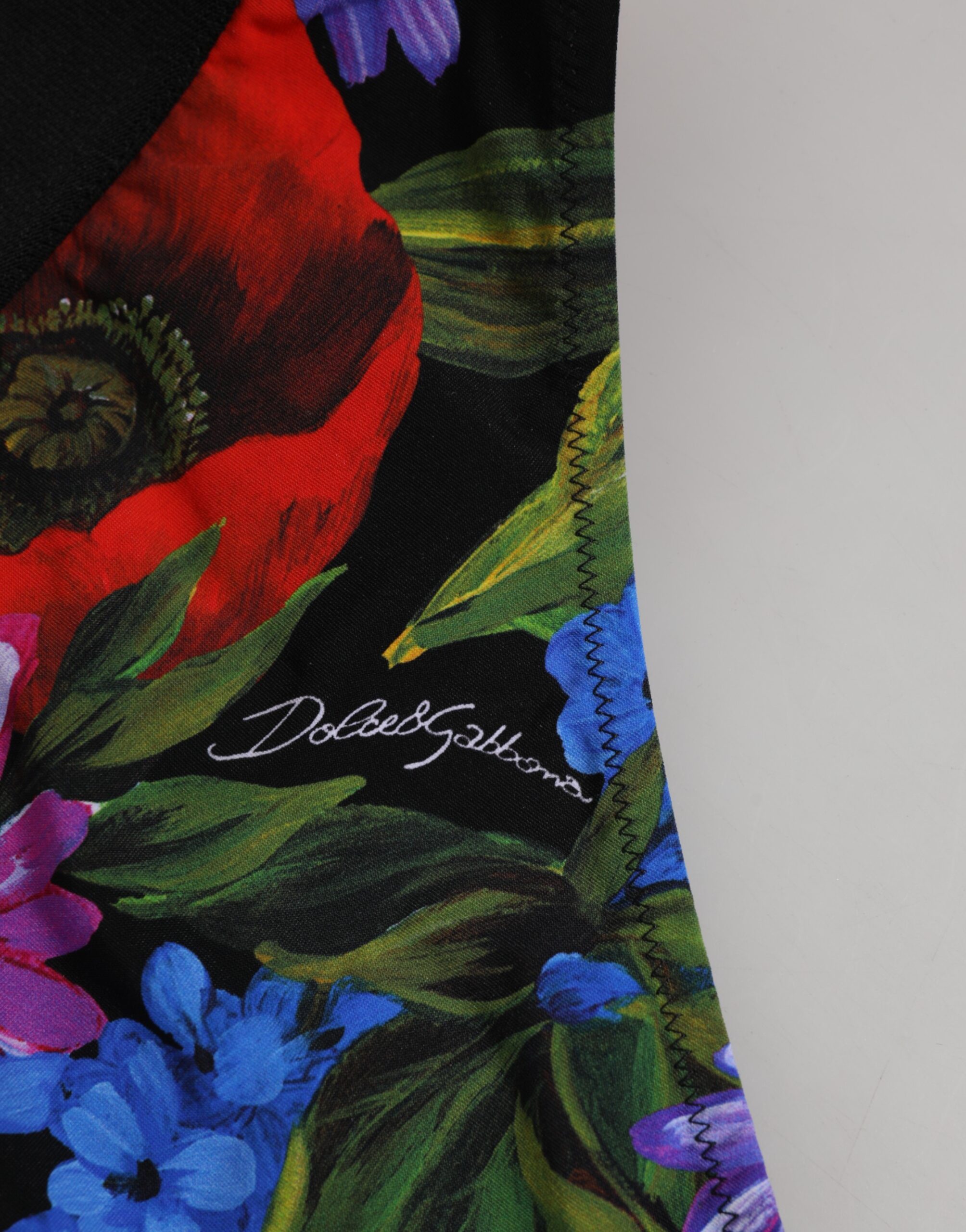 Dolce & Gabbana Black Floral Print High Waist Panty Underwear - Image 6