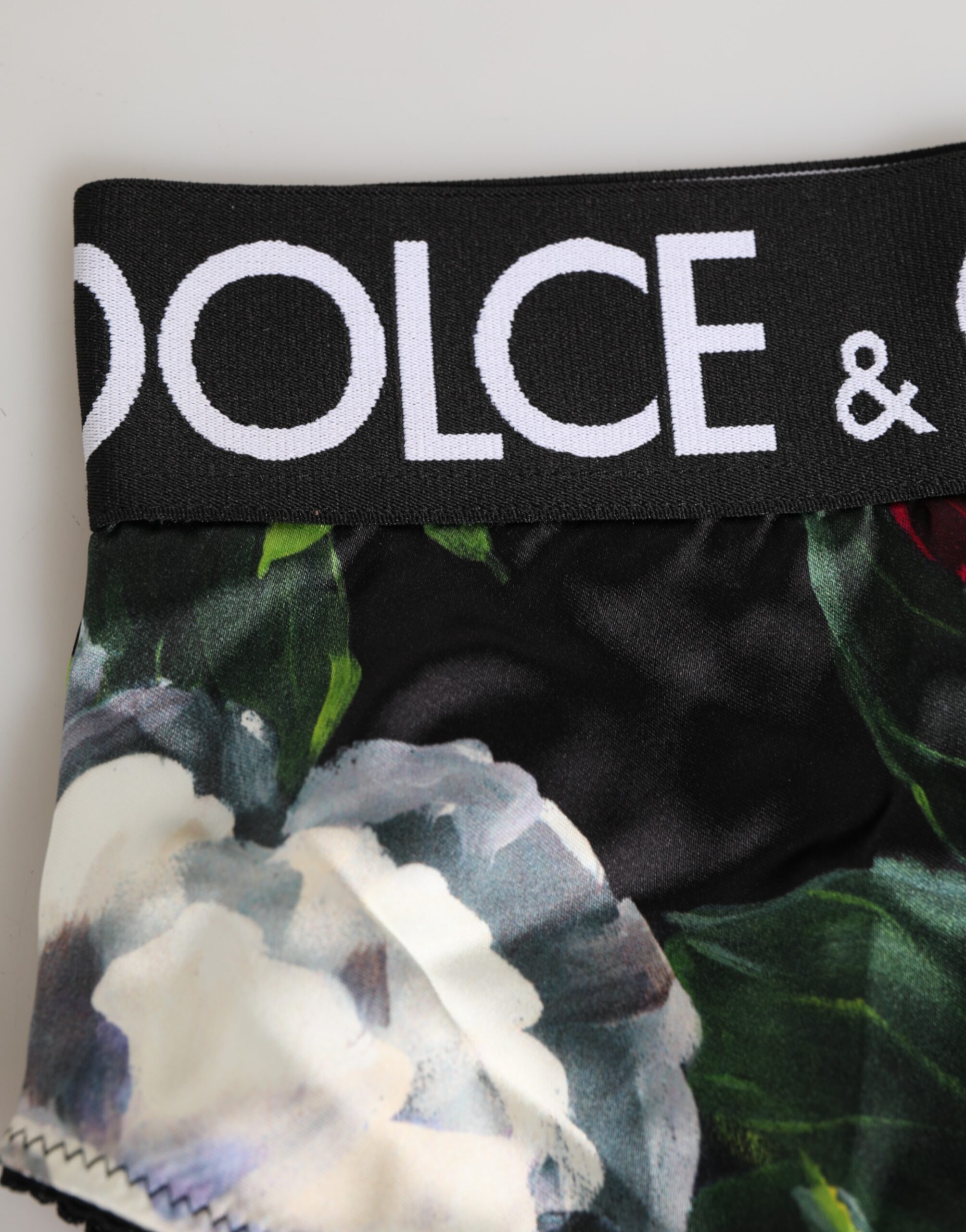 Dolce & Gabbana Black Floral Print High Waist Panty Underwear - Image 3