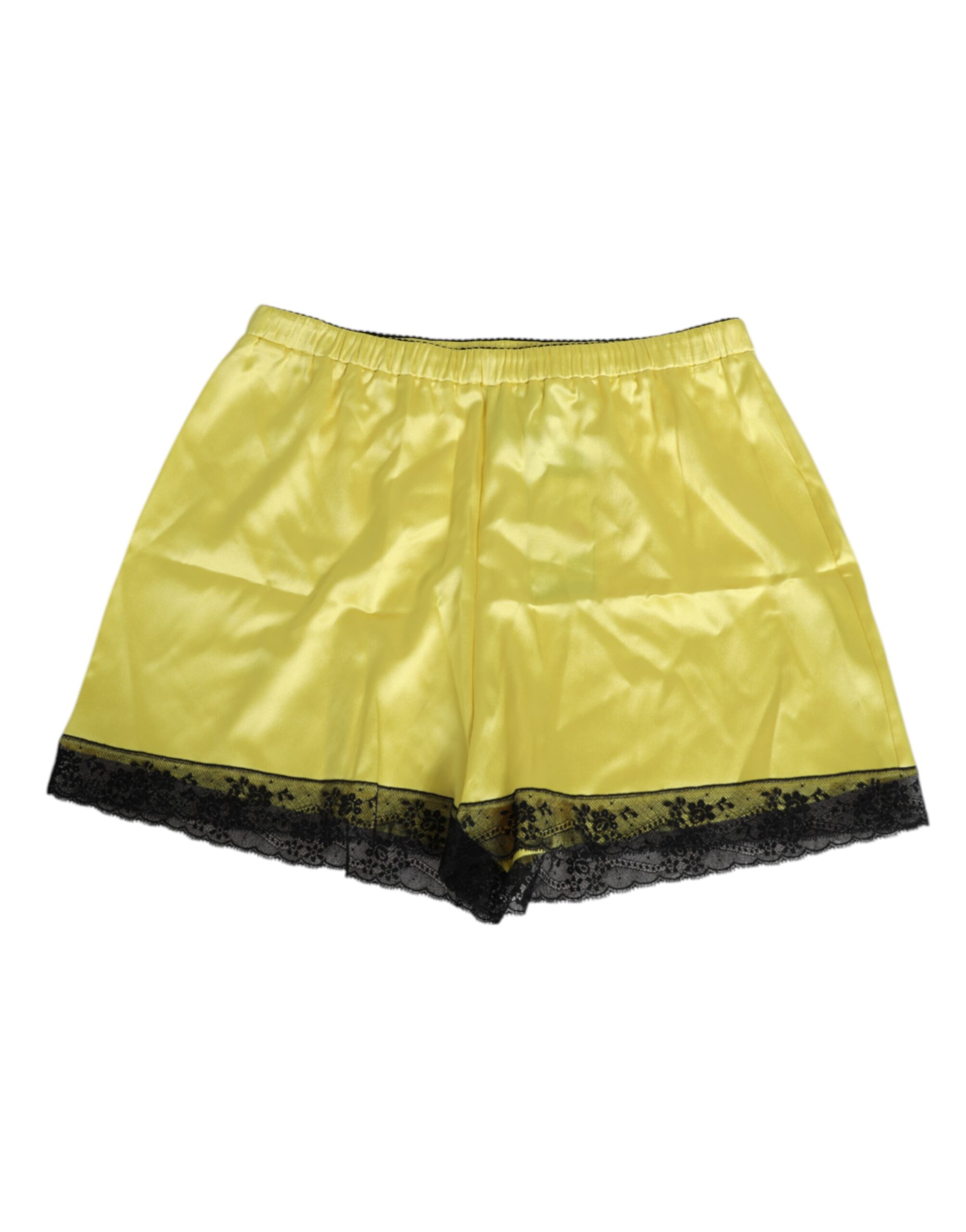 Dolce & Gabbana Yellow Satin Silk Mid Waist Underwear Shorts - Image 2