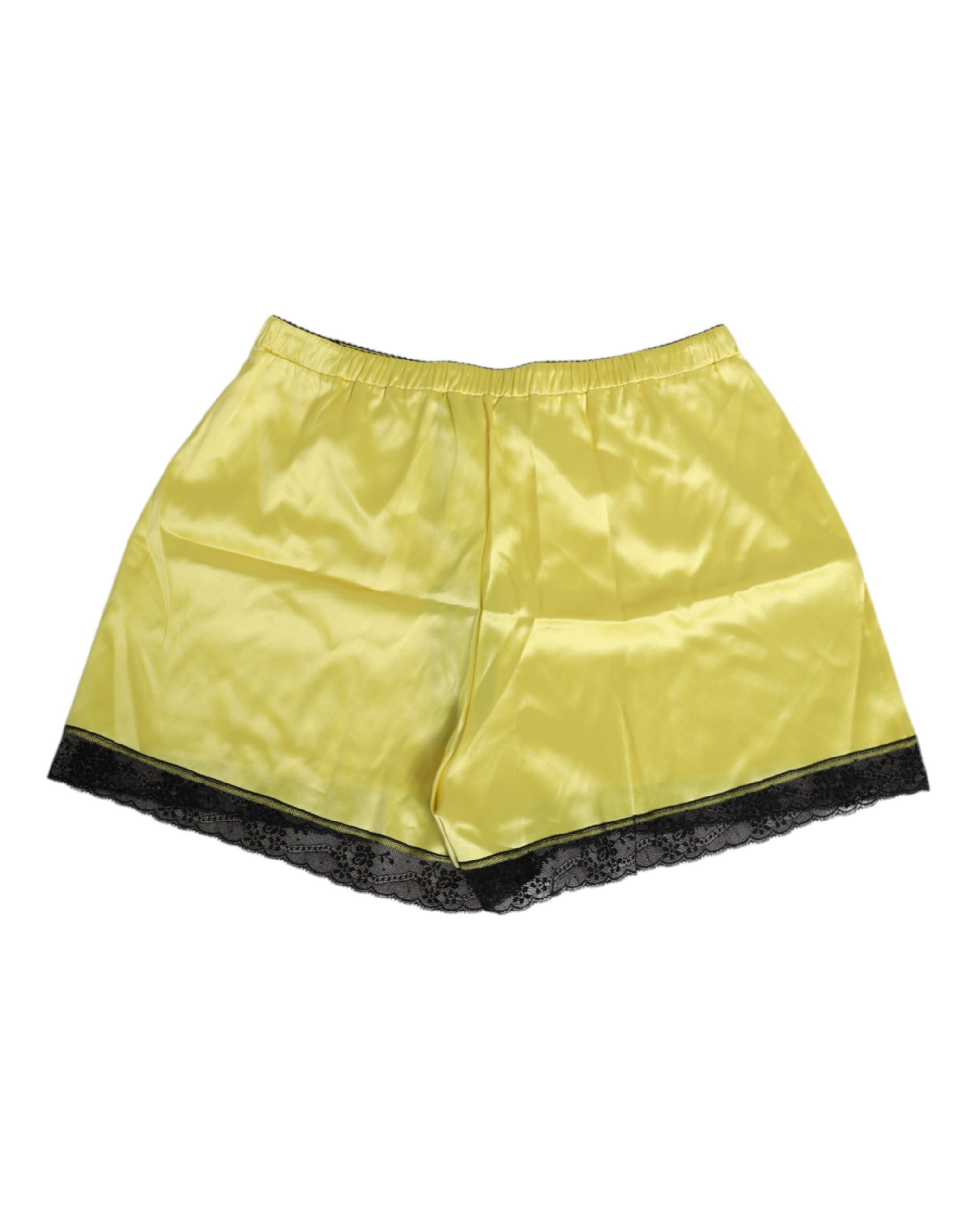Dolce & Gabbana Yellow Satin Silk Mid Waist Underwear Shorts - Image 3