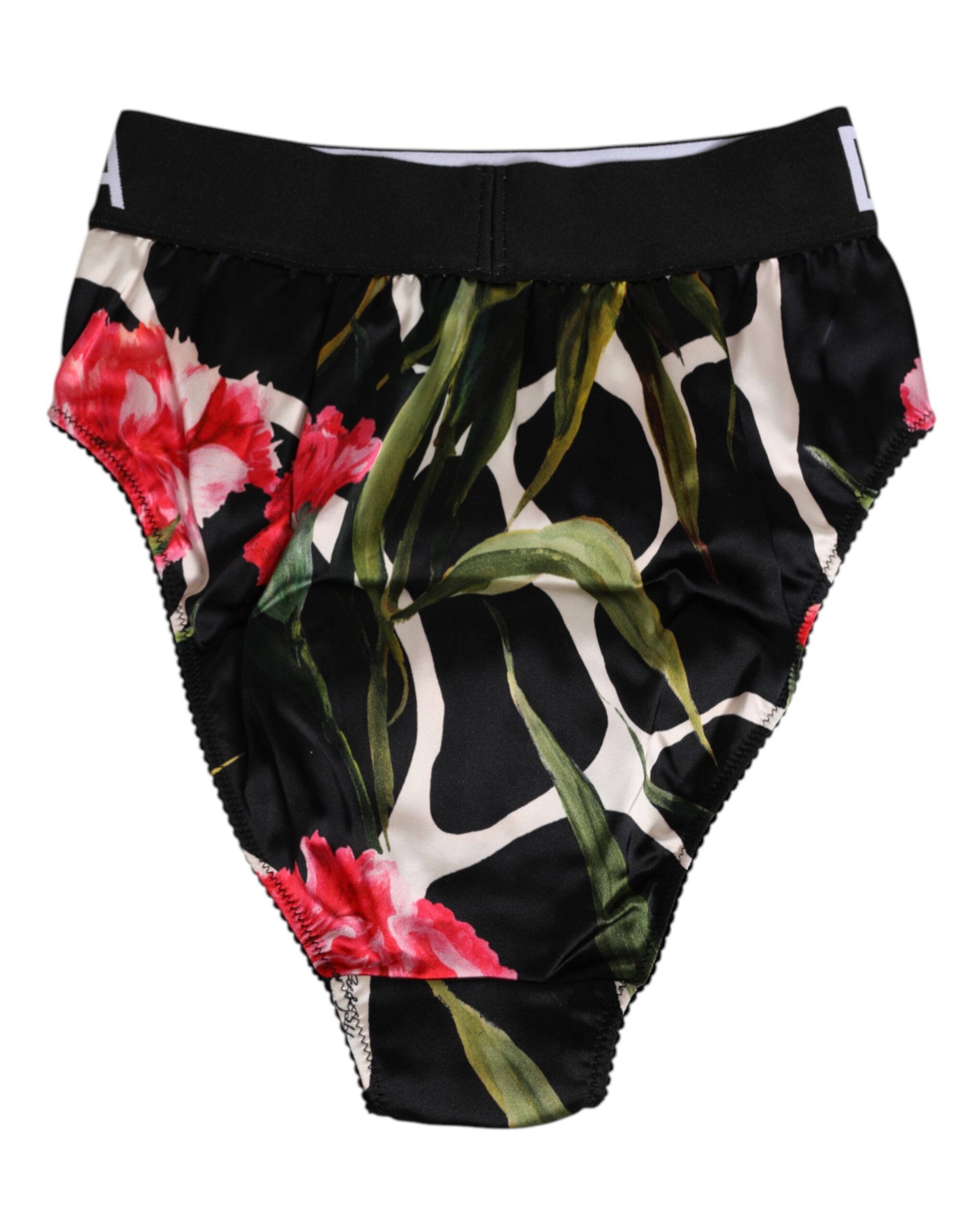 Dolce & Gabbana Black Floral Print High Waist Panty Underwear - Image 5
