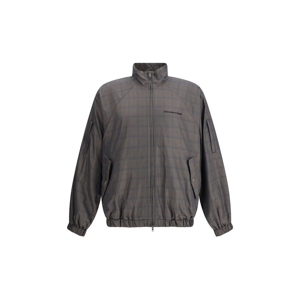 Balenciaga Zipped Jacket with Brown and Blue checked motif