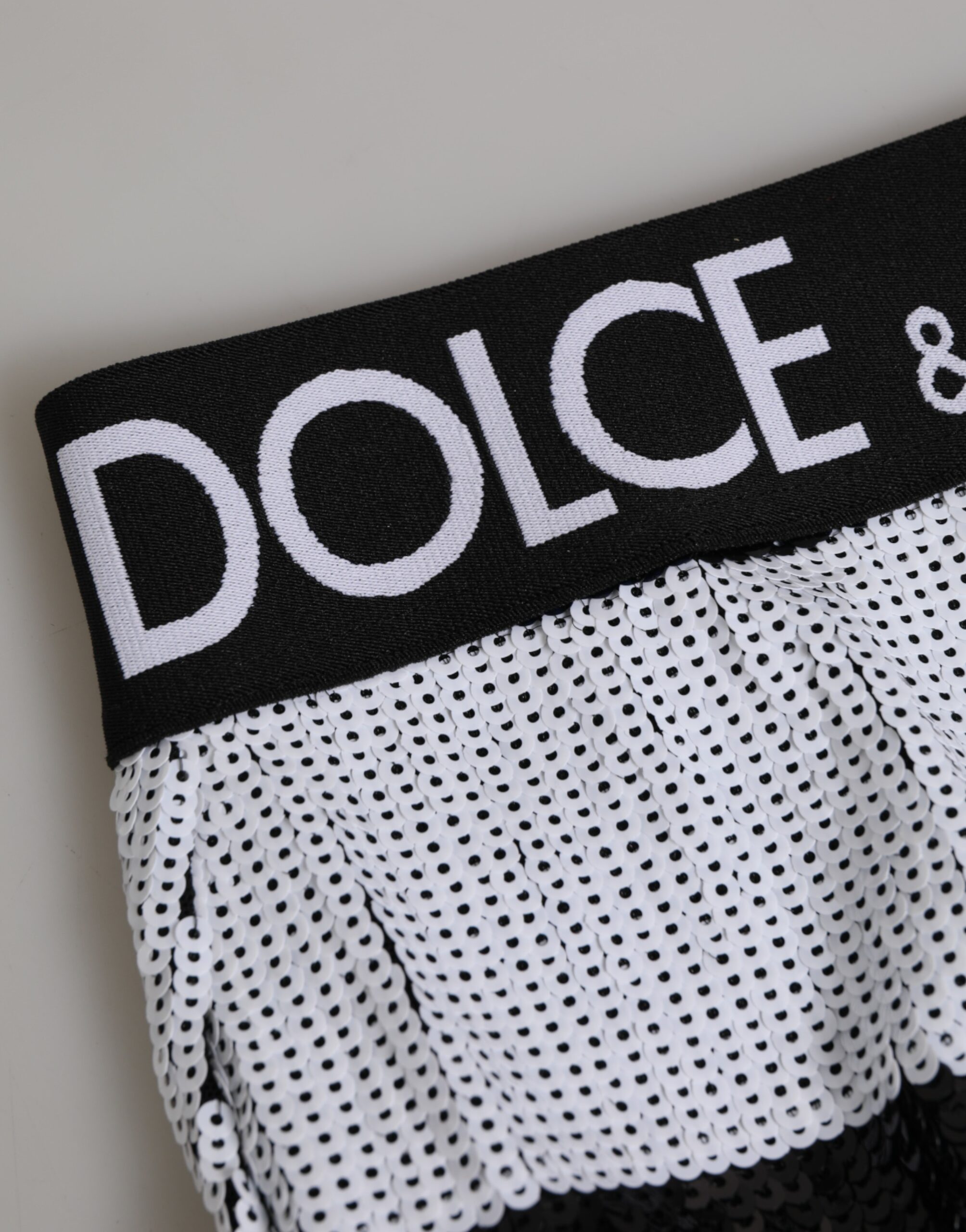 Dolce & Gabbana Black White Sequin High Waist Panty Underwear - Image 3