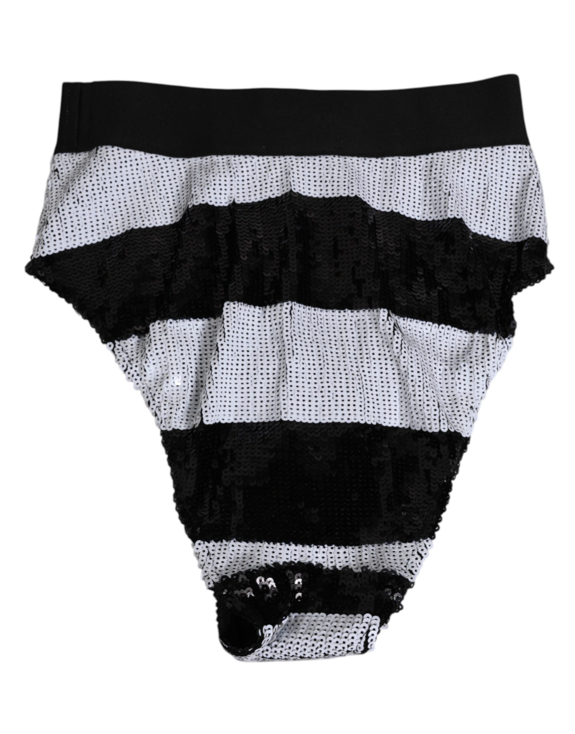 Dolce & Gabbana Black White Sequin High Waist Panty Underwear - Image 4