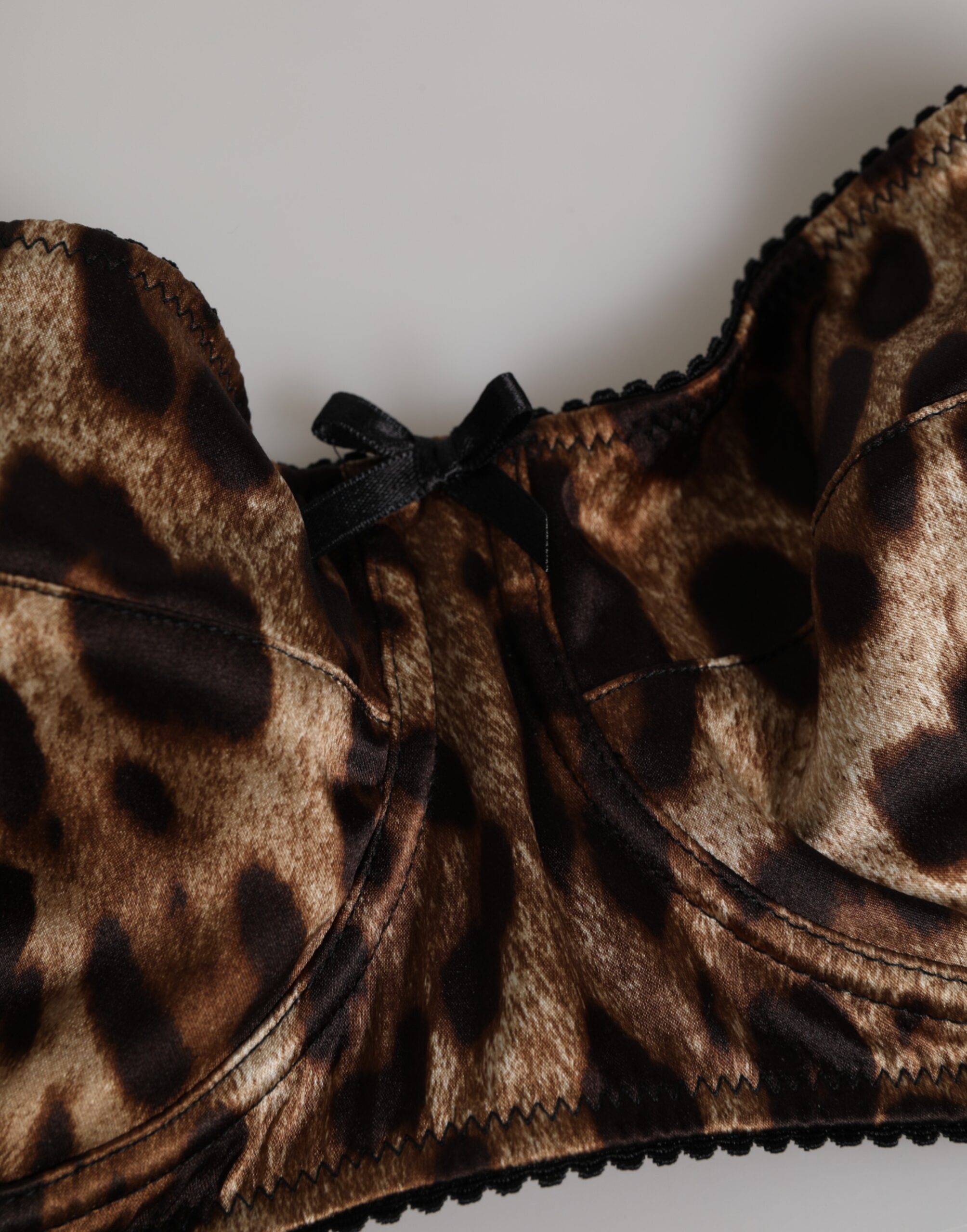 Dolce & Gabbana Brown Leopard Silk Balconnet Bra Underwear - Image 3