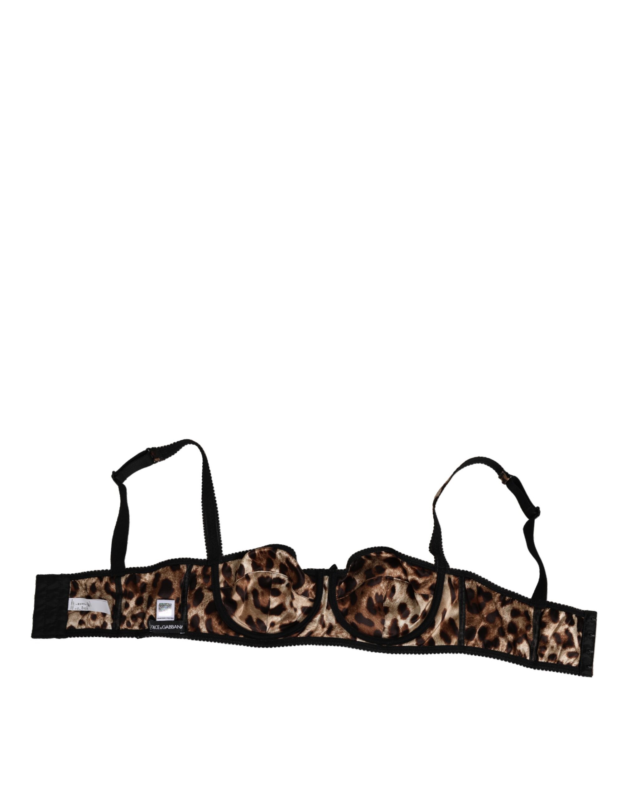 Dolce & Gabbana Brown Leopard Silk Balconnet Bra Underwear - Image 4